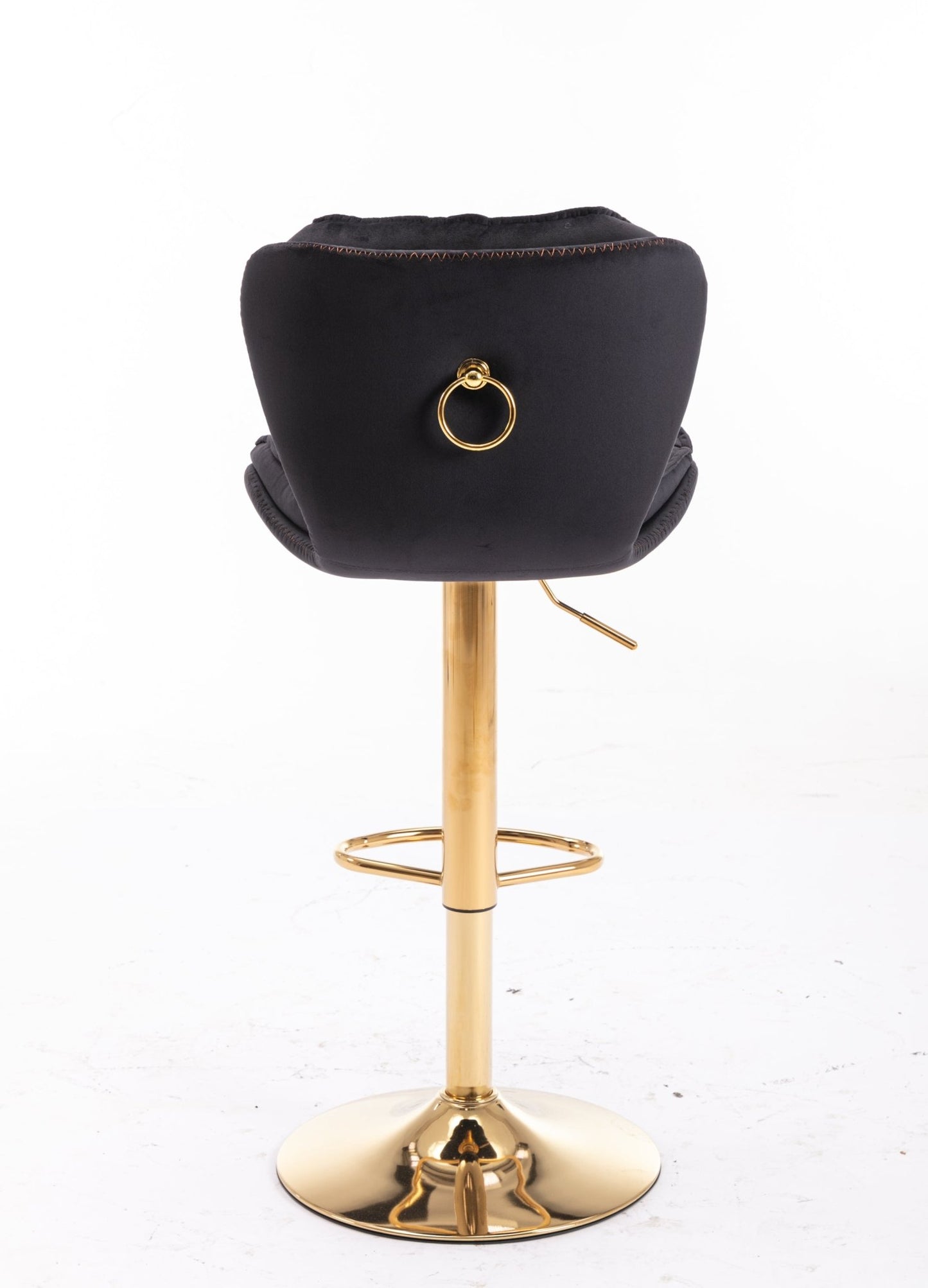 Set of 2 Bar Stools,with Chrome Footrest and Base Swivel Height Adjustable Mechanical Lifting Velvet + Golden Leg Simple Bar Stool - black - 1st Choice Furniture Direct