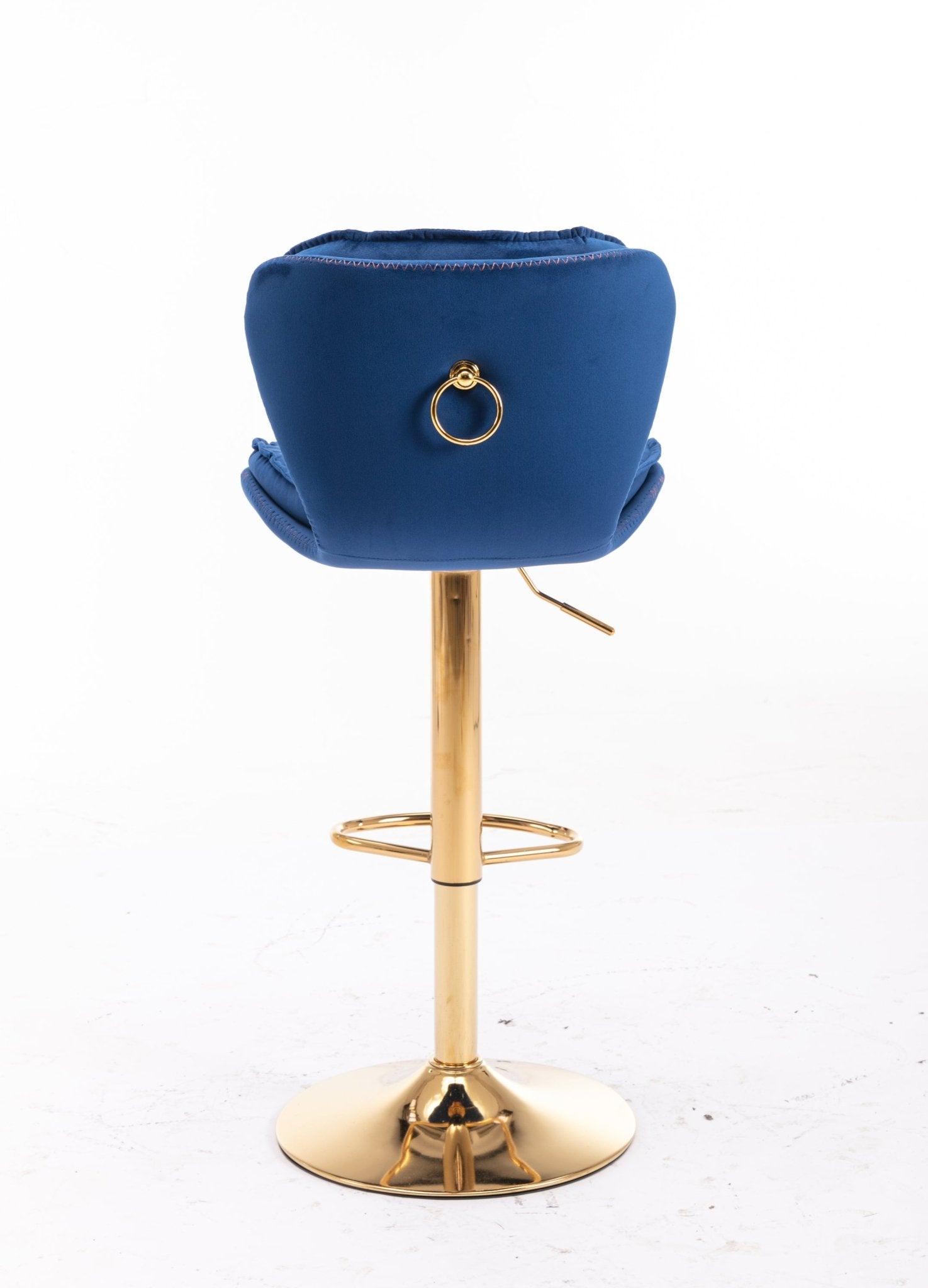 Set of 2 Bar Stools,with Chrome Footrest and Base Swivel Height Adjustable Mechanical Lifting Velvet + Golden Leg Simple Bar Stool - blue - 1st Choice Furniture Direct