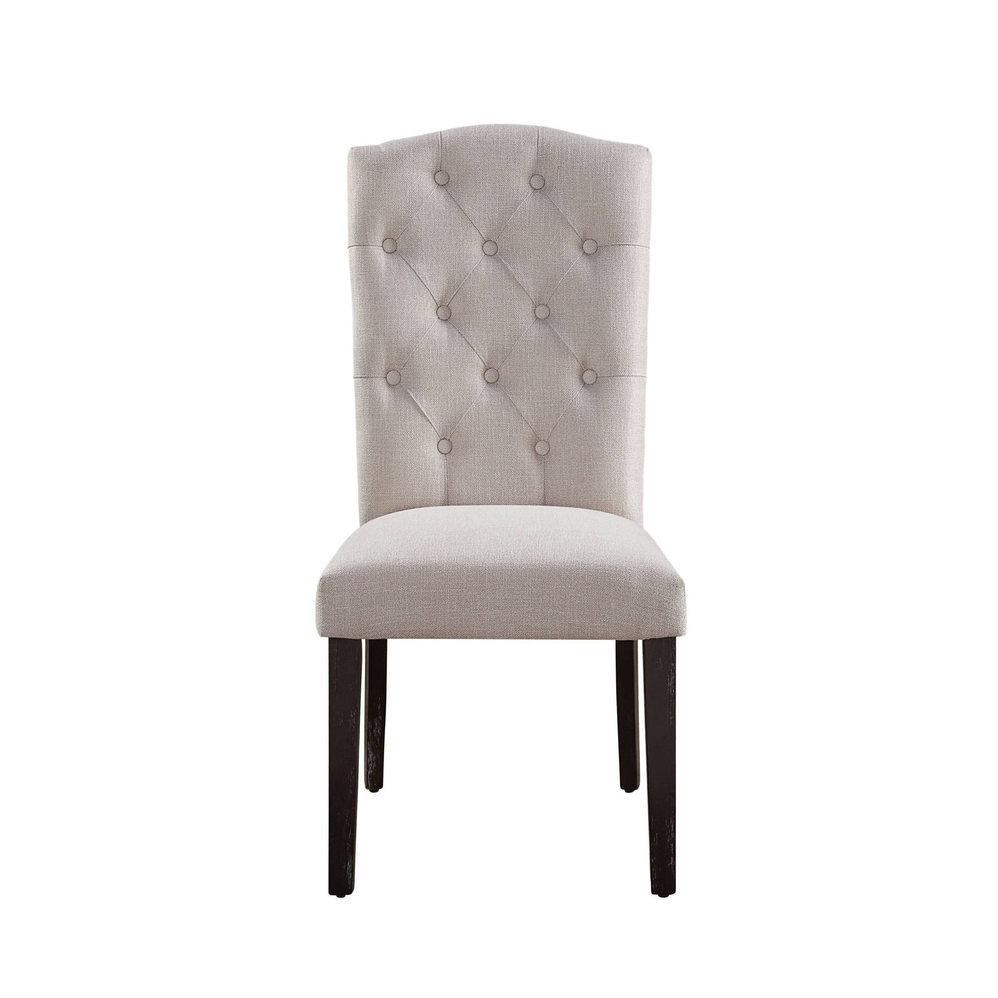 Set of 2 Beige Linen Dining Side Chairs with Espresso Legs - 1st Choice Furniture Direct
