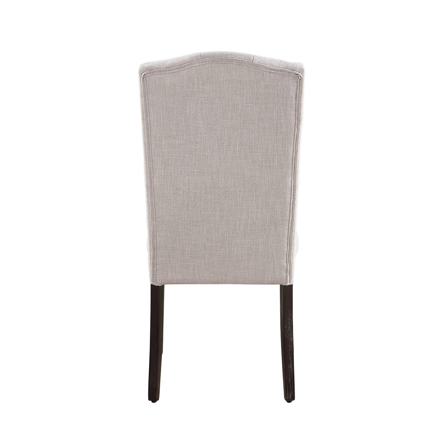 Set of 2 Beige Linen Dining Side Chairs with Espresso Legs - 1st Choice Furniture Direct