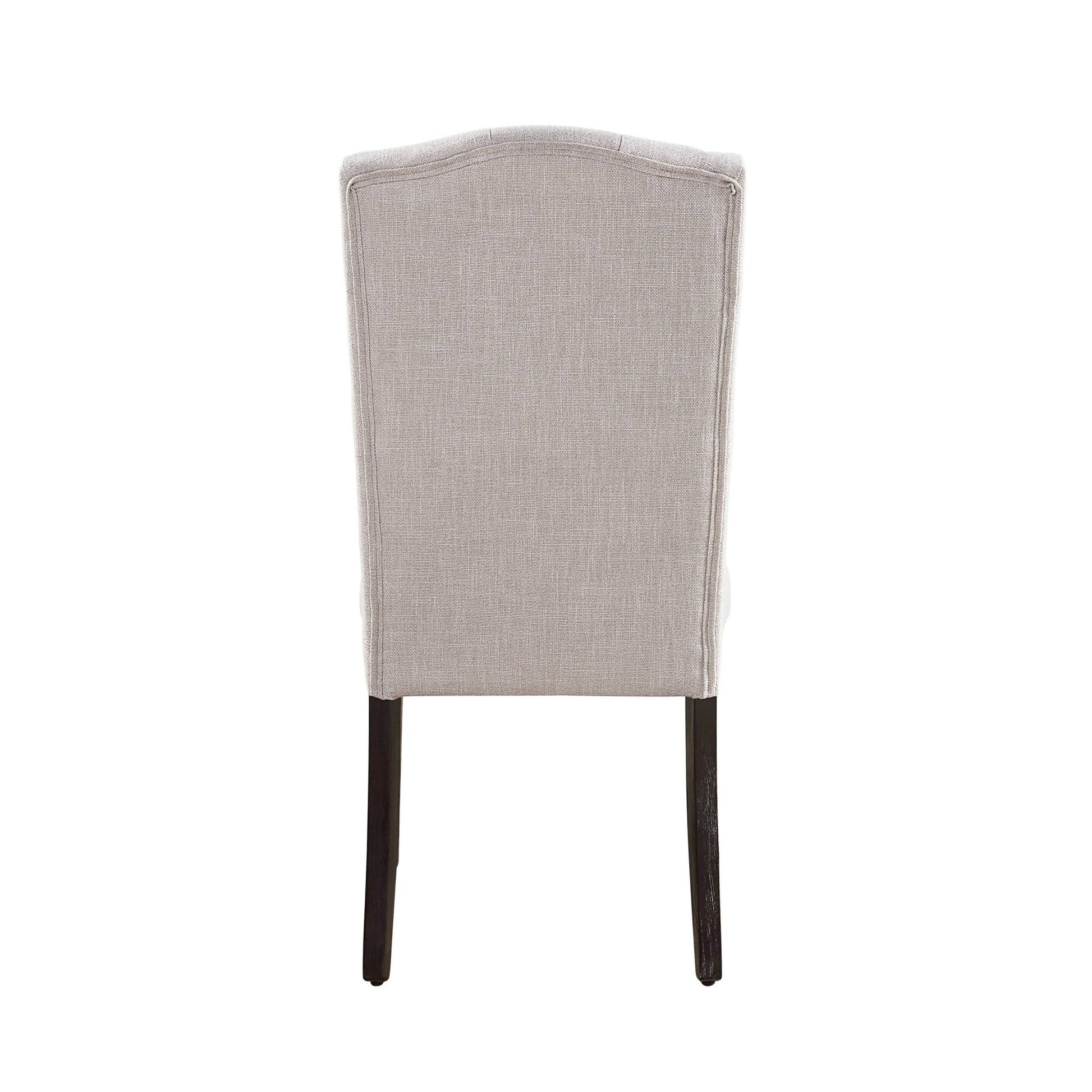 Set of 2 Beige Linen Dining Side Chairs with Espresso Legs - 1st Choice Furniture Direct