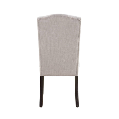 Set of 2 Beige Linen Dining Side Chairs with Espresso Legs - 1st Choice Furniture Direct