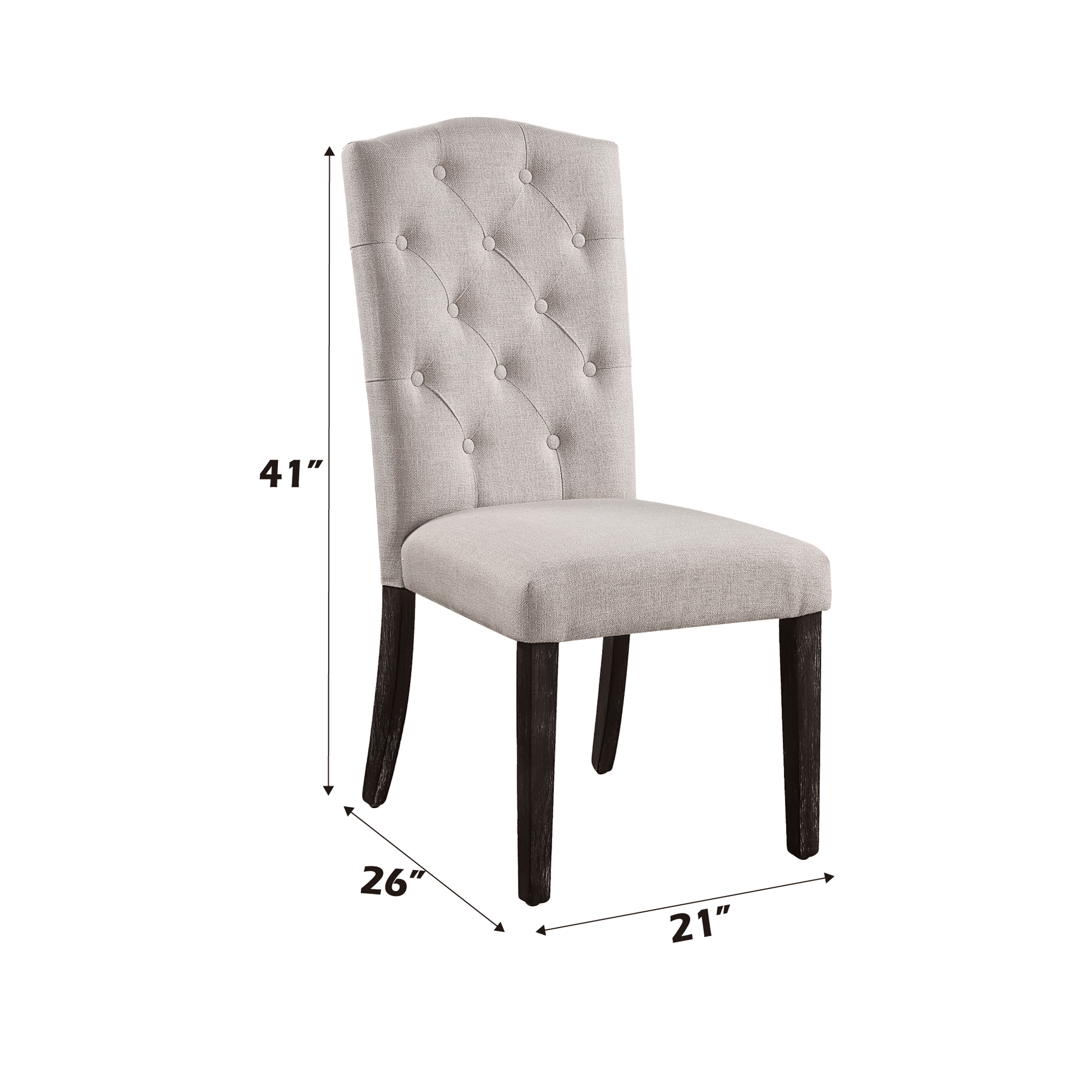 Set of 2 Beige Linen Dining Side Chairs with Espresso Legs - 1st Choice Furniture Direct