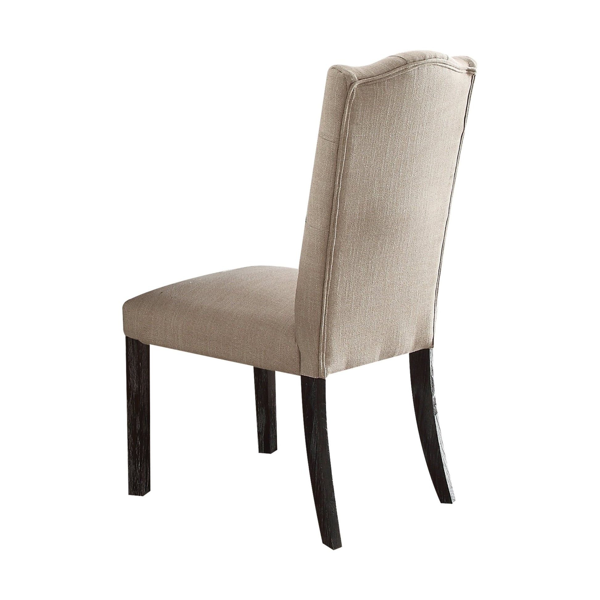 Set of 2 Beige Linen Dining Side Chairs with Espresso Legs - 1st Choice Furniture Direct