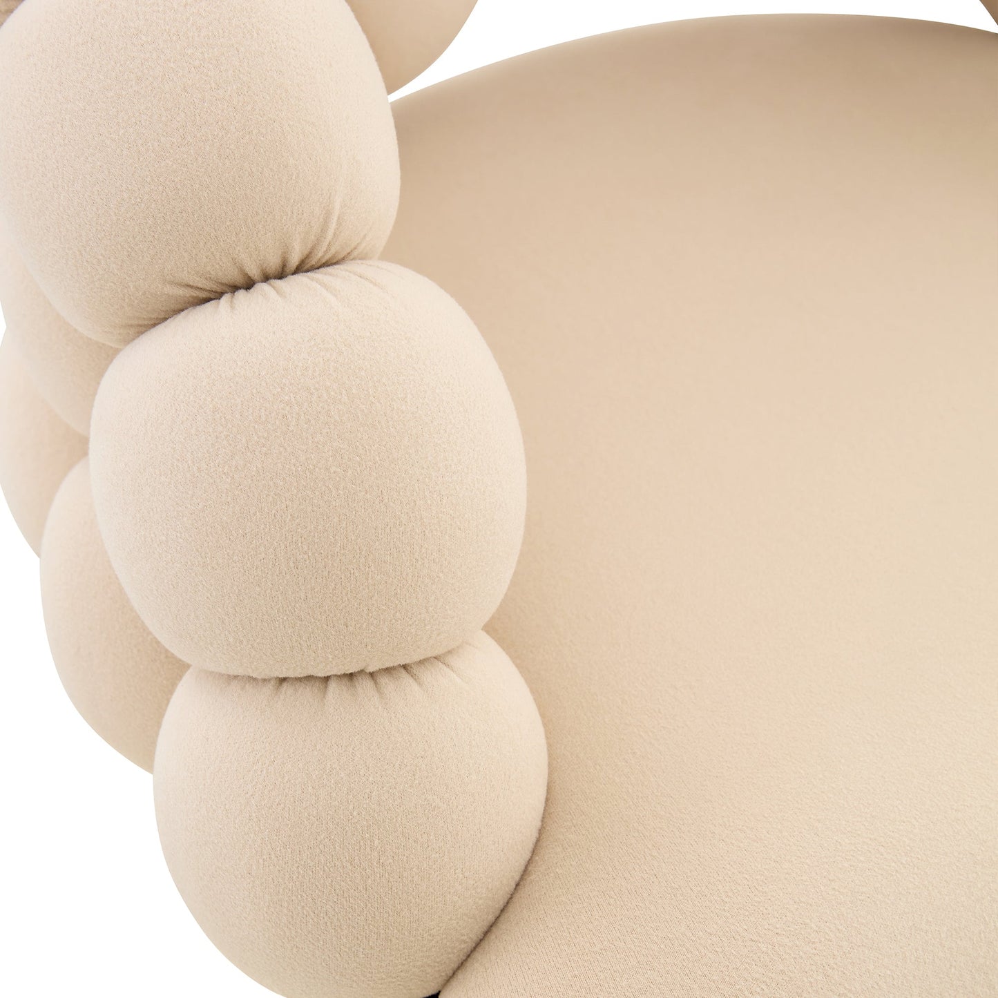 Set of 2 Beige Puffy Bubble Chair Ball Chain Velvet Bar Stools with Gold Legs, Modern Tufted Adjustable Kitchen Island Chairs - 1st Choice Furniture Direct