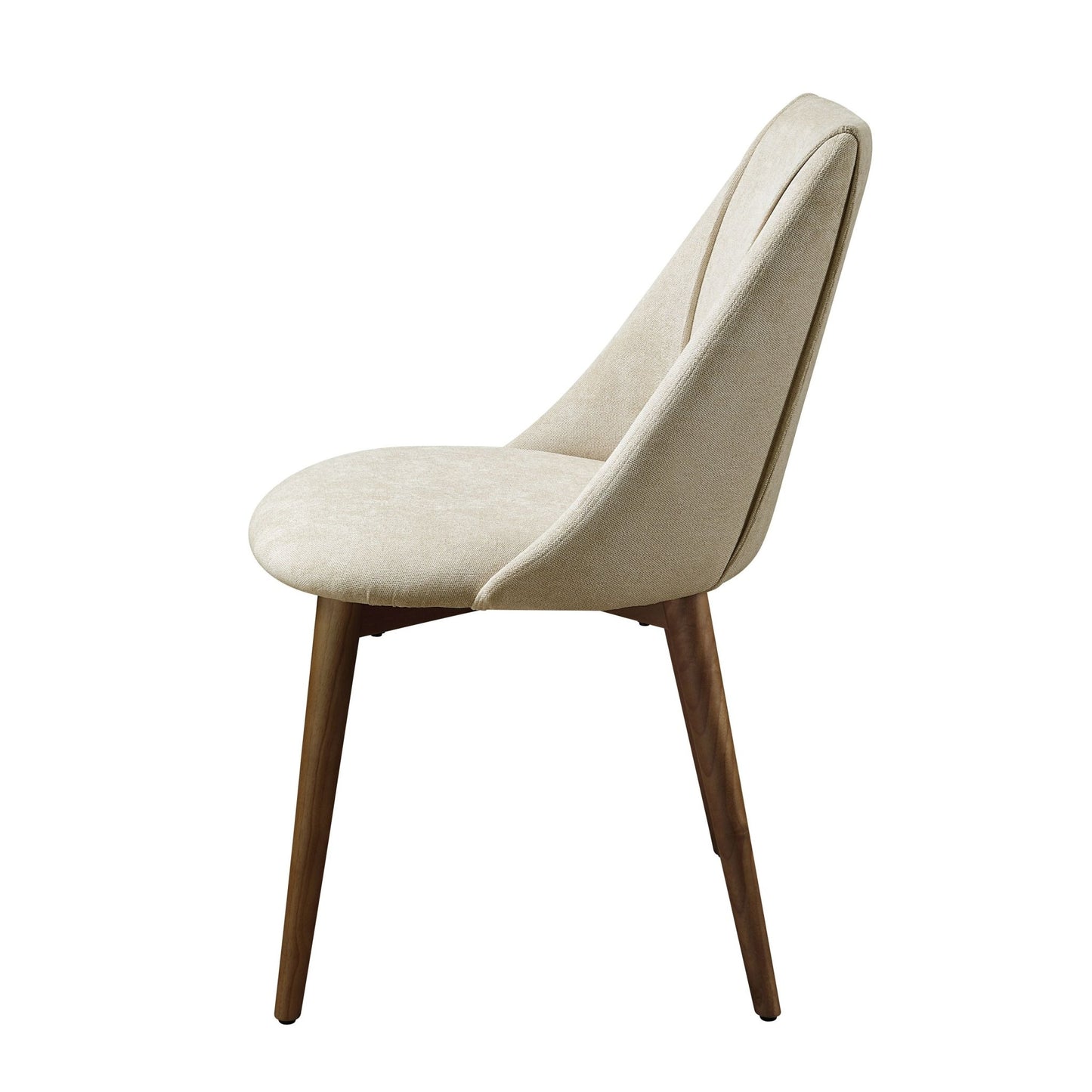 Set of 2 Beige Upholstered Dining Chairs with Walnut Finish - 1st Choice Furniture Direct