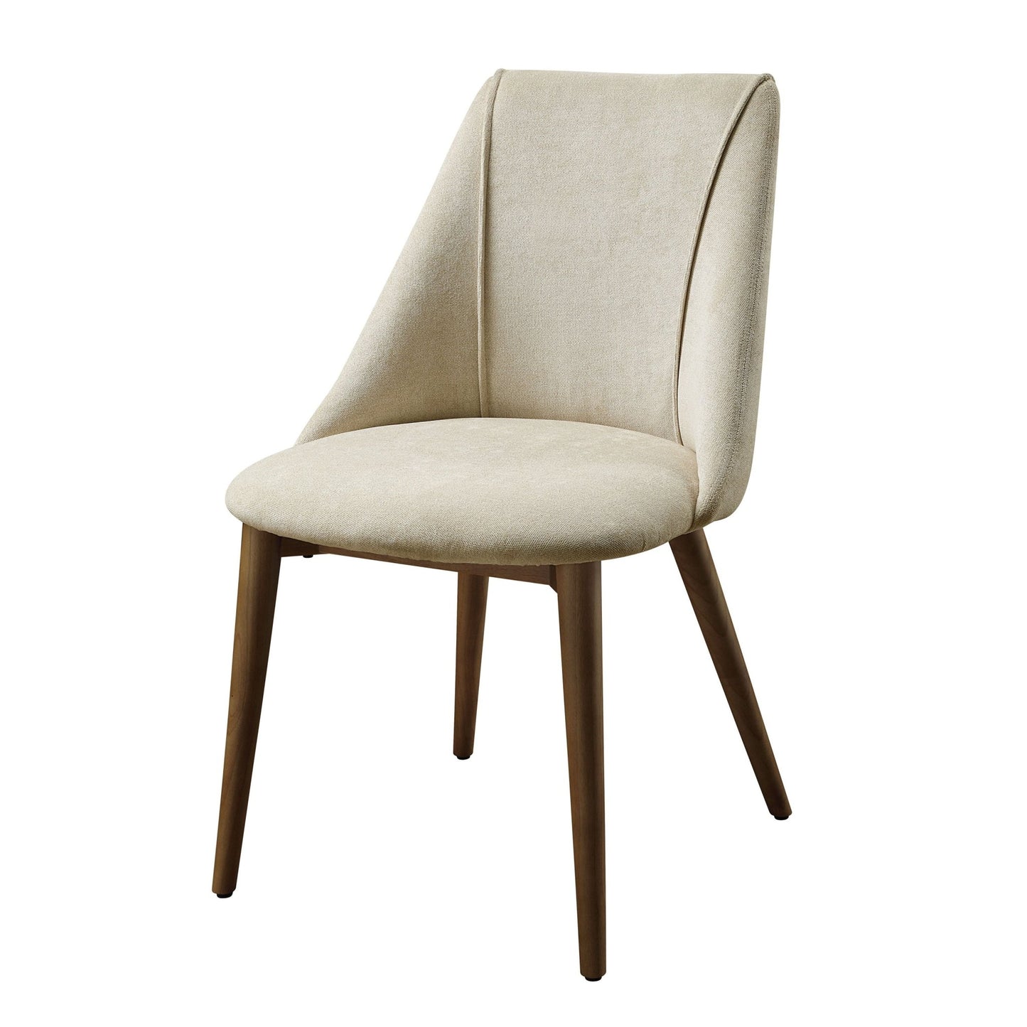 Set of 2 Beige Upholstered Dining Chairs with Walnut Finish - 1st Choice Furniture Direct