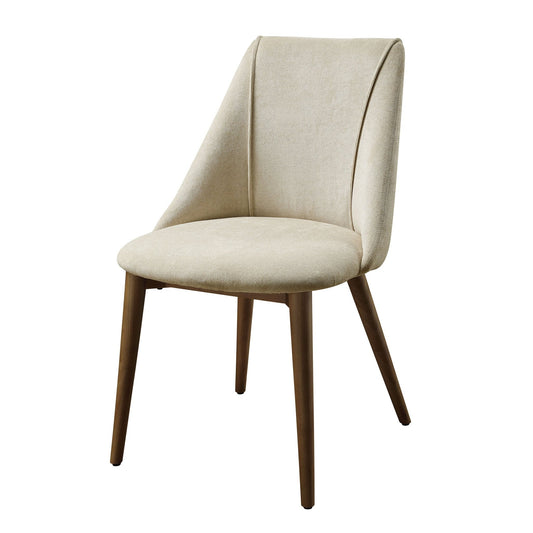 Set of 2 Beige Upholstered Dining Chairs with Walnut Finish - 1st Choice Furniture Direct