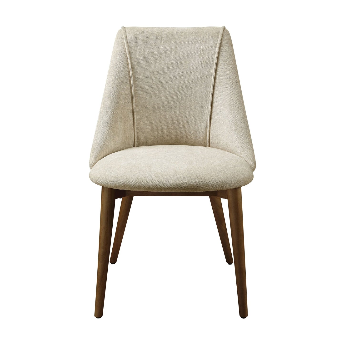 Set of 2 Beige Upholstered Dining Chairs with Walnut Finish - 1st Choice Furniture Direct