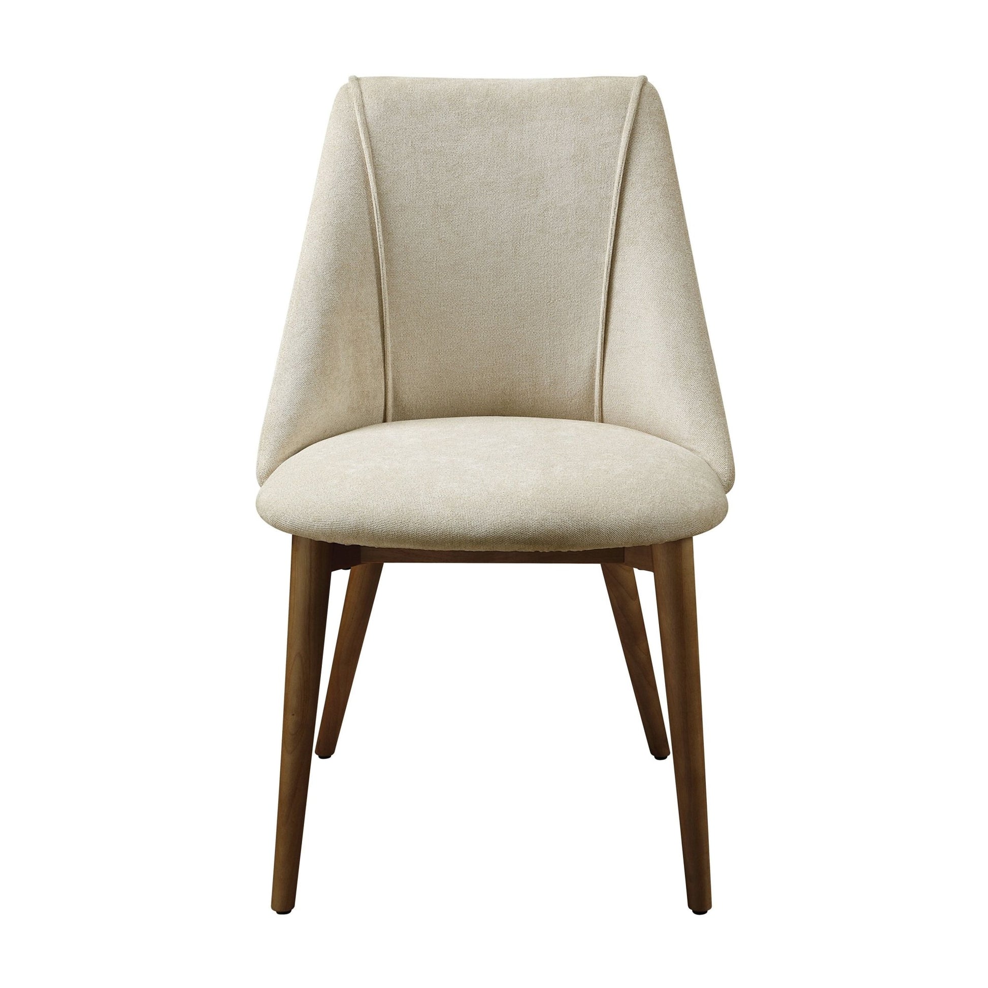 Set of 2 Beige Upholstered Dining Chairs with Walnut Finish - 1st Choice Furniture Direct