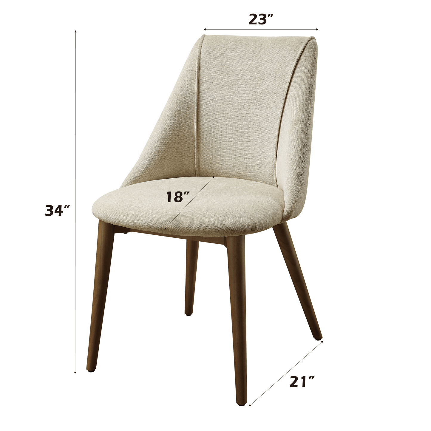 Set of 2 Beige Upholstered Dining Chairs with Walnut Finish - 1st Choice Furniture Direct