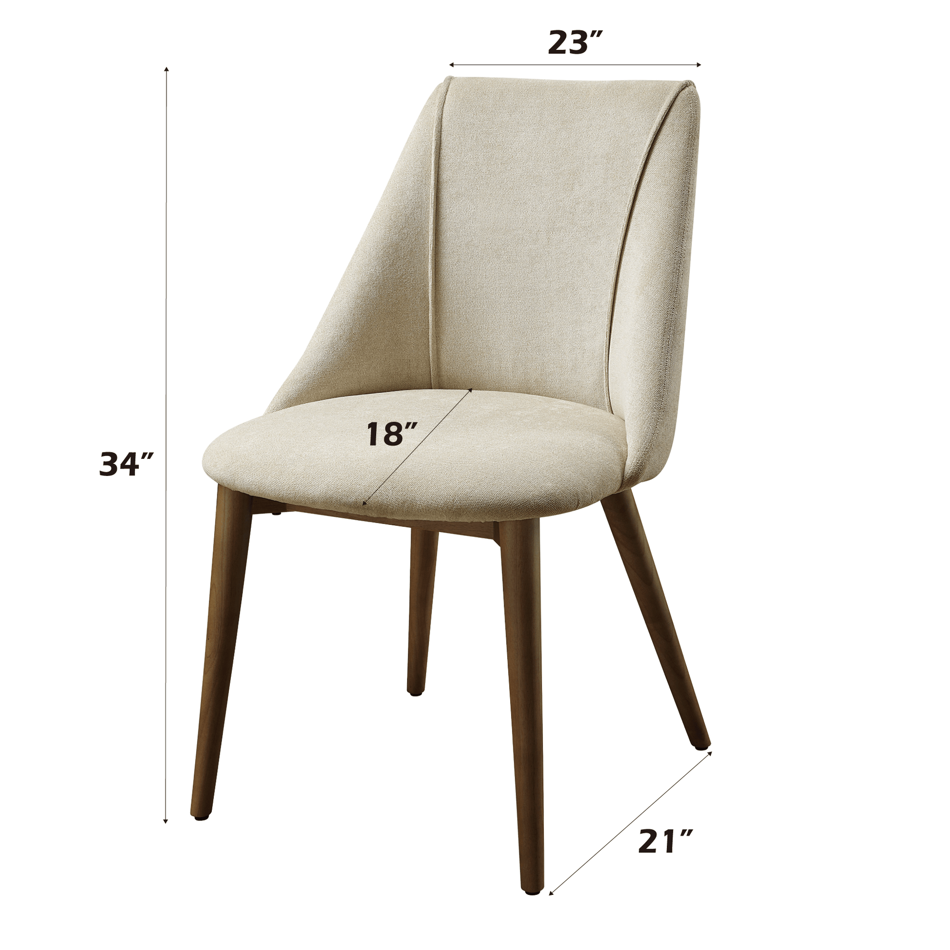 Set of 2 Beige Upholstered Dining Chairs with Walnut Finish - 1st Choice Furniture Direct