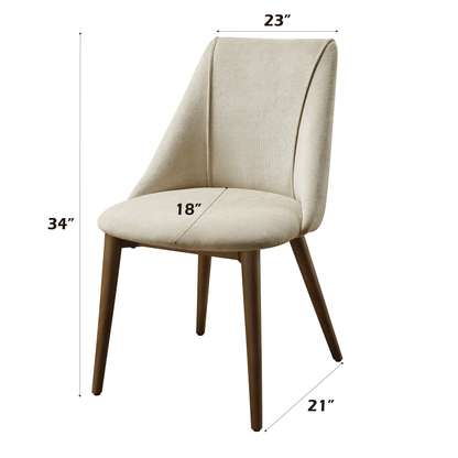 Set of 2 Beige Upholstered Dining Chairs with Walnut Finish - 1st Choice Furniture Direct