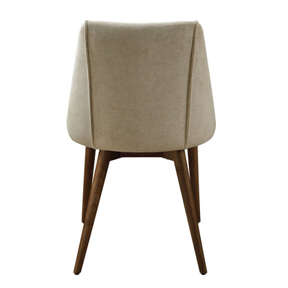 Set of 2 Beige Upholstered Dining Chairs with Walnut Finish - 1st Choice Furniture Direct