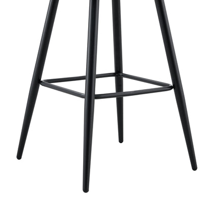 Set of 2 Beige Velvet Bar Stools with Black Iron Legs, Modern Kitchen Island Counter Height Stools - 1st Choice Furniture Direct