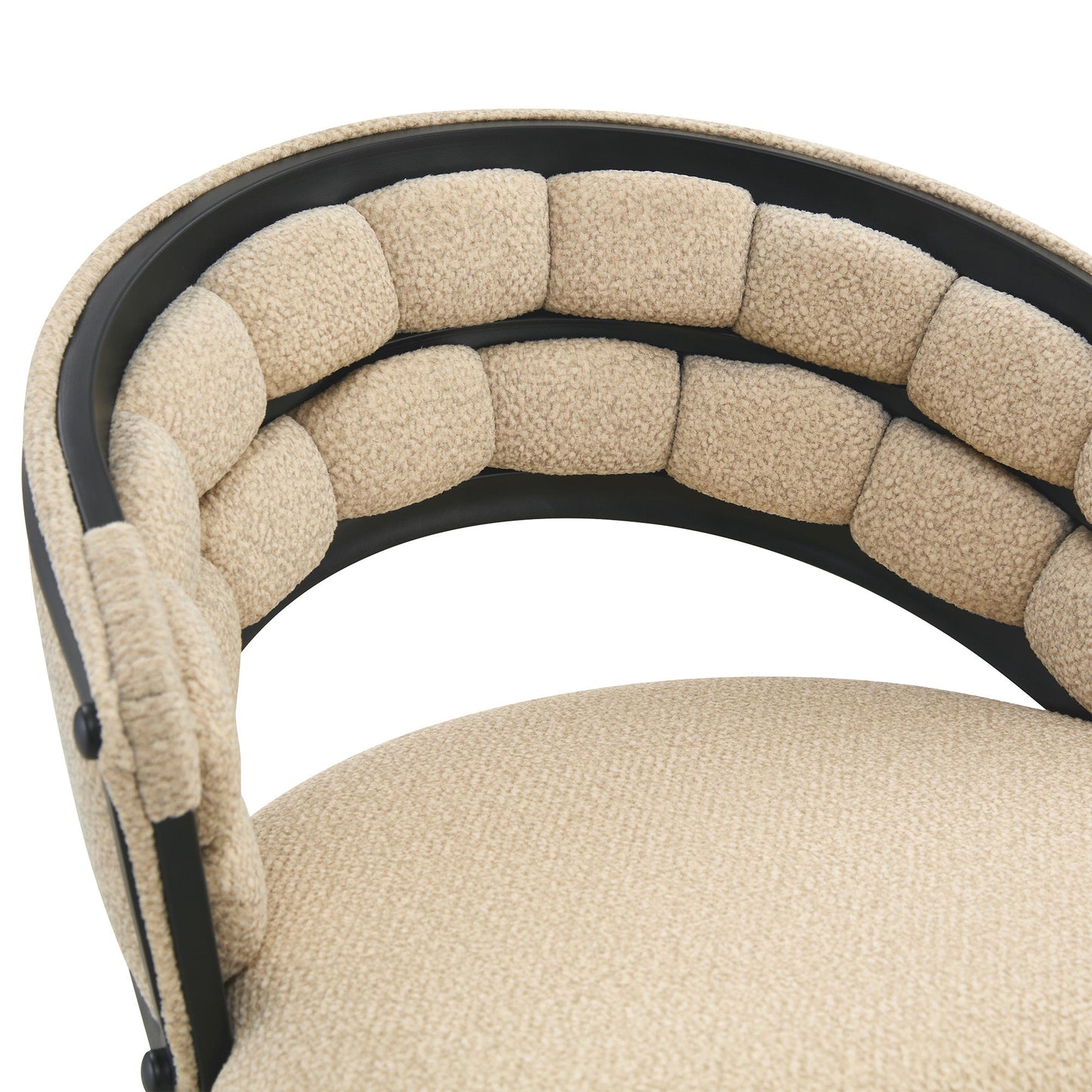 Set of 2 Beige Velvet Bar Stools with Black Iron Legs, Modern Kitchen Island Counter Height Stools - 1st Choice Furniture Direct