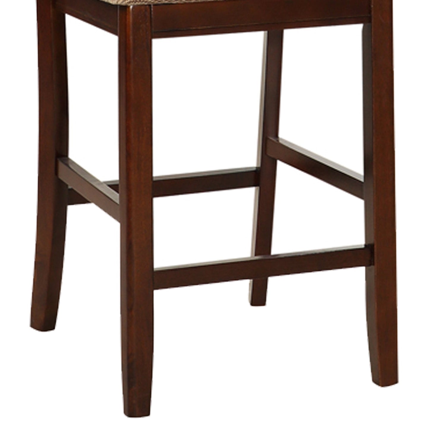 Set of 2 Chairs Dining Room Furniture Brown Solid wood Counter Height Chairs Upholstered Cushioned Unique back - 1st Choice Furniture Direct
