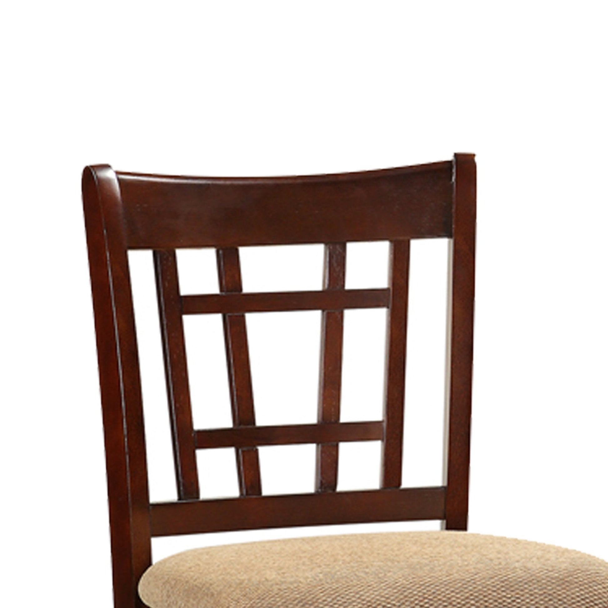 Set of 2 Chairs Dining Room Furniture Brown Solid wood Counter Height Chairs Upholstered Cushioned Unique back - 1st Choice Furniture Direct