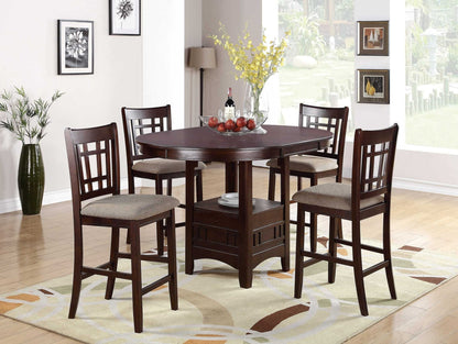 Set of 2 Chairs Dining Room Furniture Brown Solid wood Counter Height Chairs Upholstered Cushioned Unique back - 1st Choice Furniture Direct
