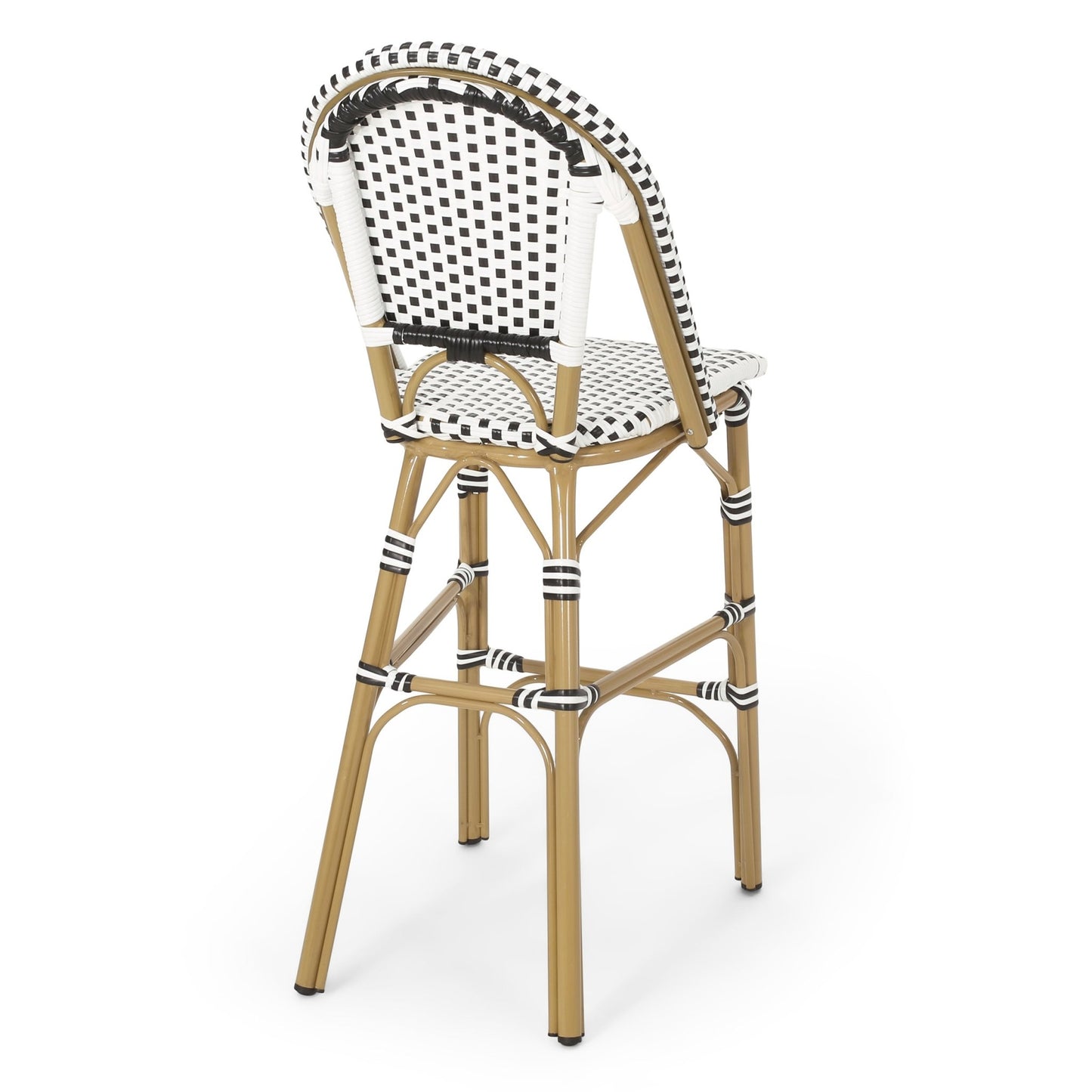 Set of 2 French Bistro Outdoor Bar Stools with Wicker - 1st Choice Furniture Direct