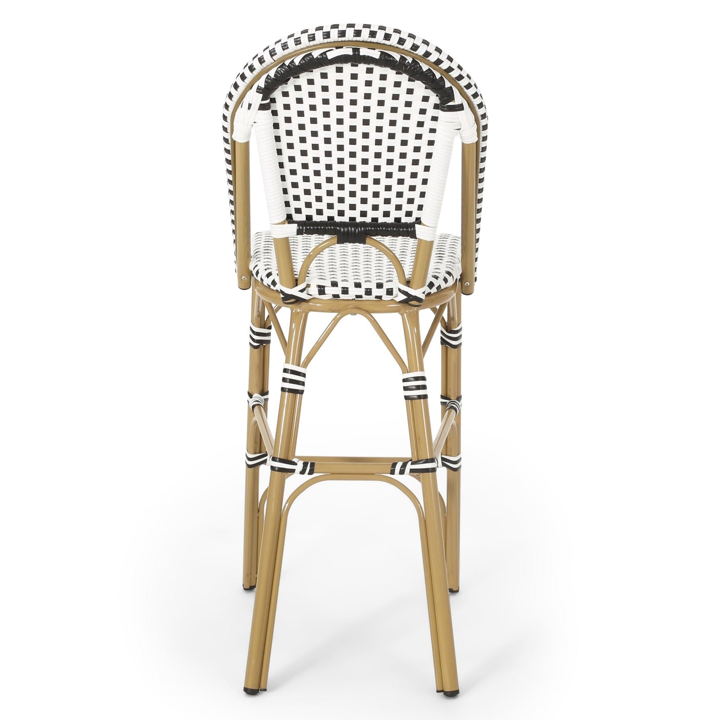 Set of 2 French Bistro Outdoor Bar Stools with Wicker - 1st Choice Furniture Direct
