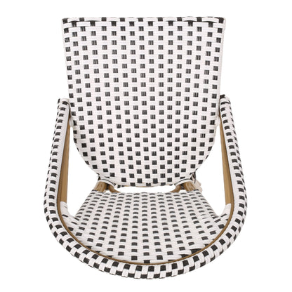 Set of 2 French Bistro Outdoor Bar Stools with Wicker - 1st Choice Furniture Direct