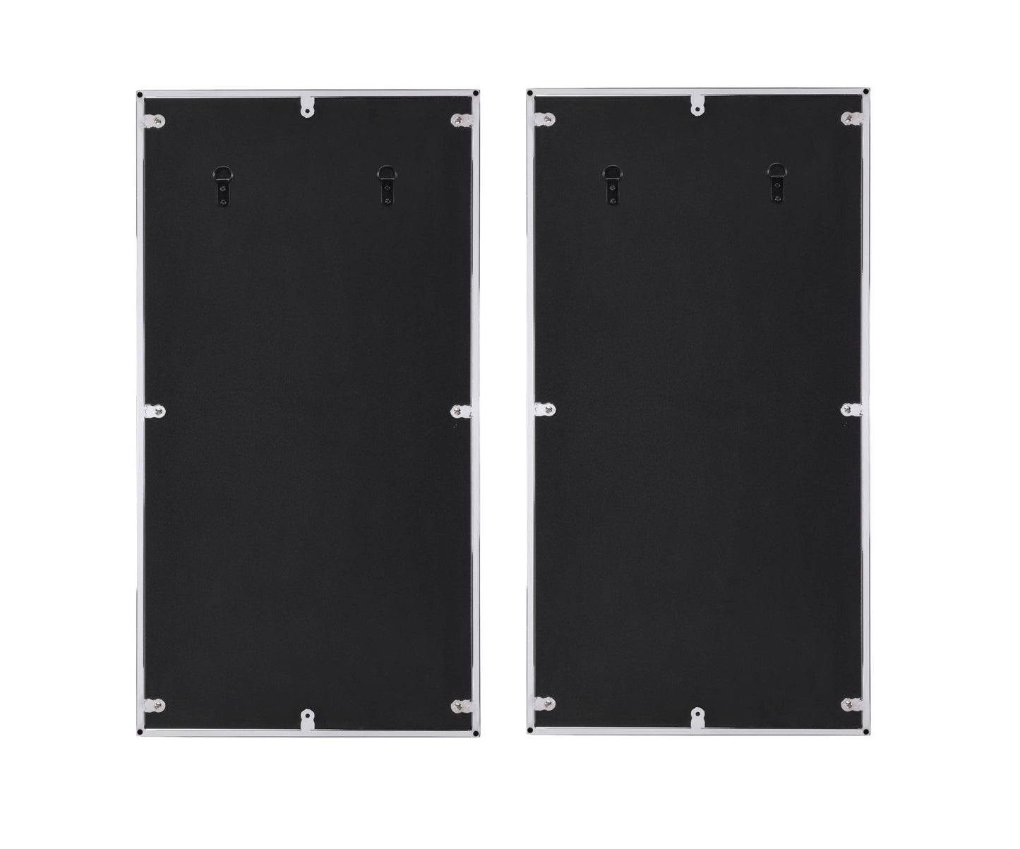Set of 2 Geometric Wall Mirrors with Chrome Frame and Oak Accents - 1st Choice Furniture Direct