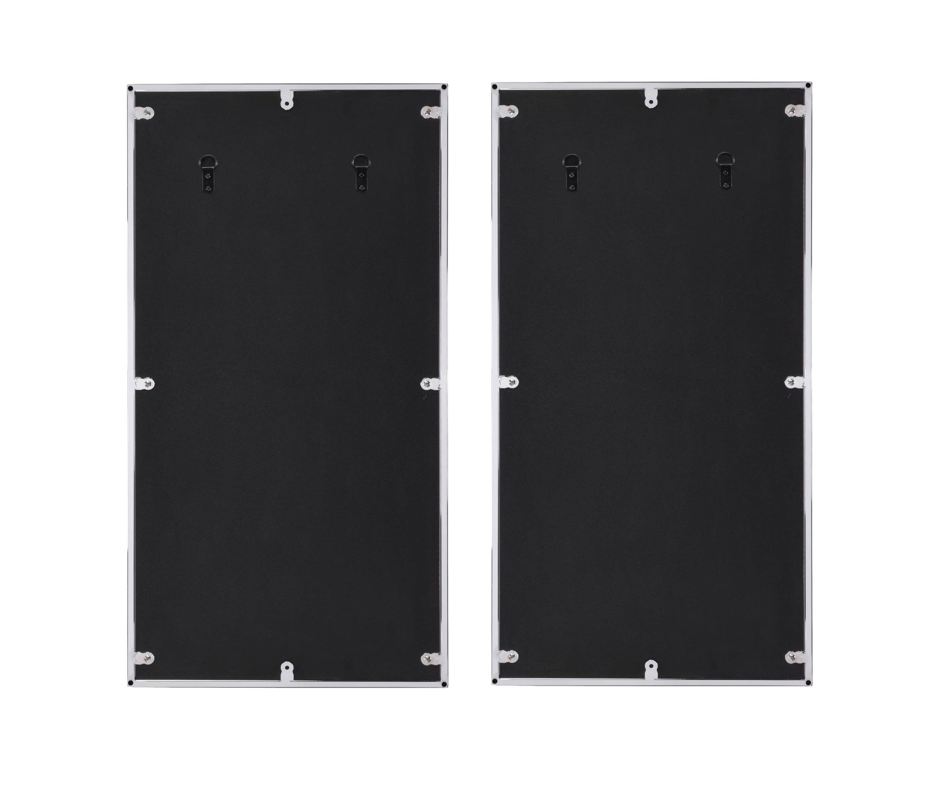 Set of 2 Geometric Wall Mirrors with Chrome Frame and Oak Accents - 1st Choice Furniture Direct