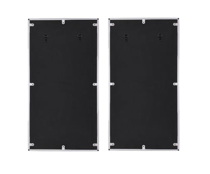 Set of 2 Geometric Wall Mirrors with Chrome Frame and Oak Accents - 1st Choice Furniture Direct