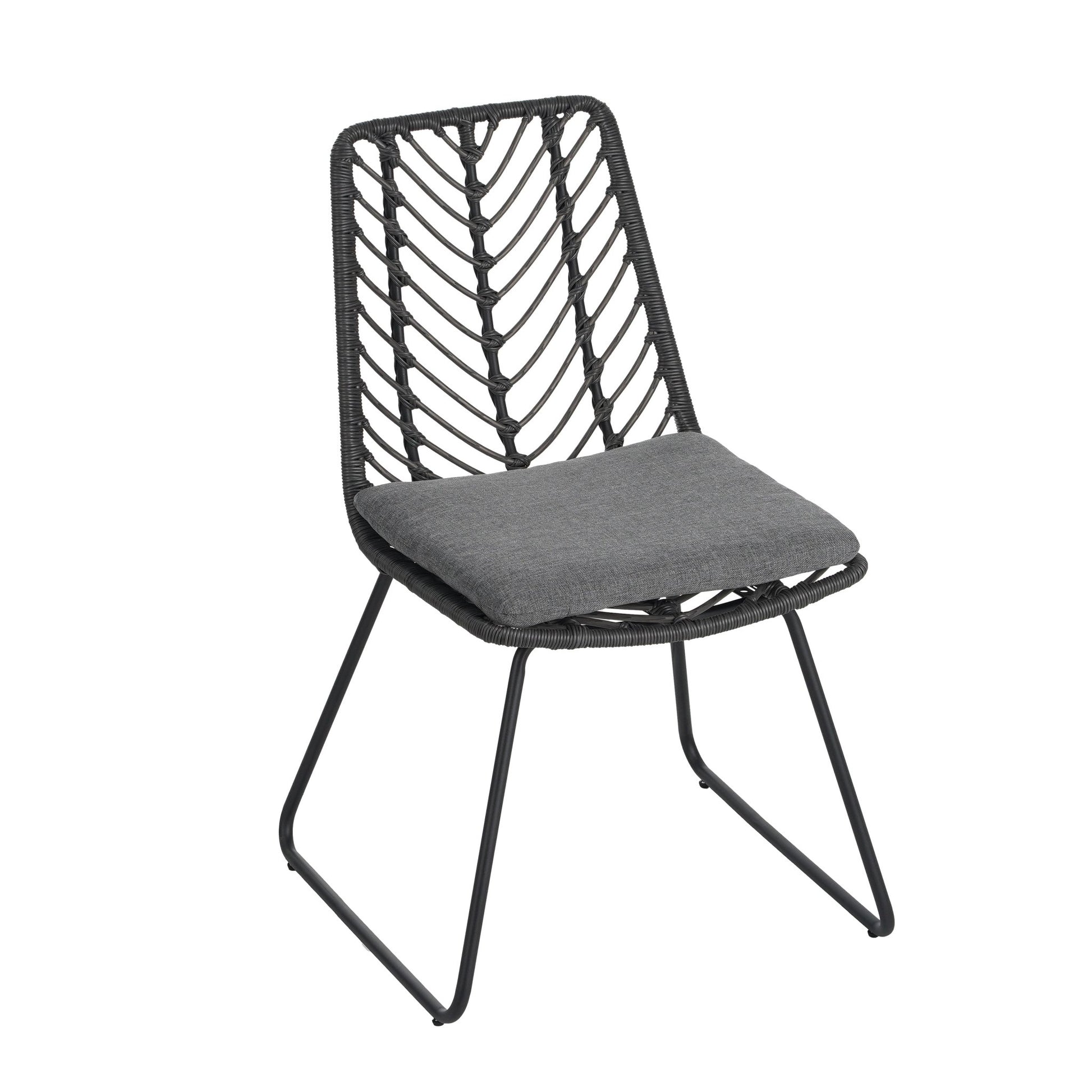 Set of 2 Gray PE Rattan Outdoor Dining Chairs with Cushions - 1st Choice Furniture Direct