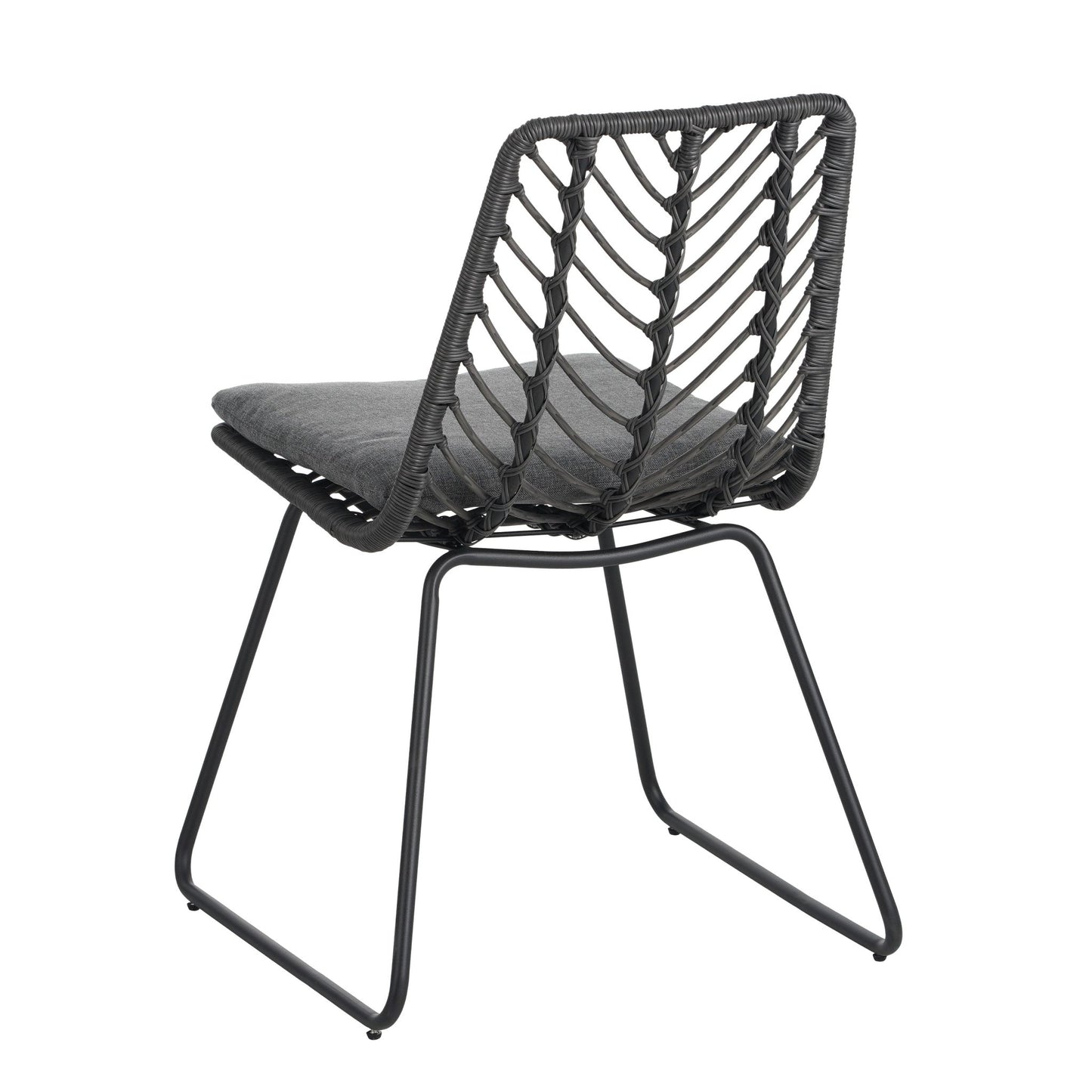 Set of 2 Gray PE Rattan Outdoor Dining Chairs with Cushions - 1st Choice Furniture Direct