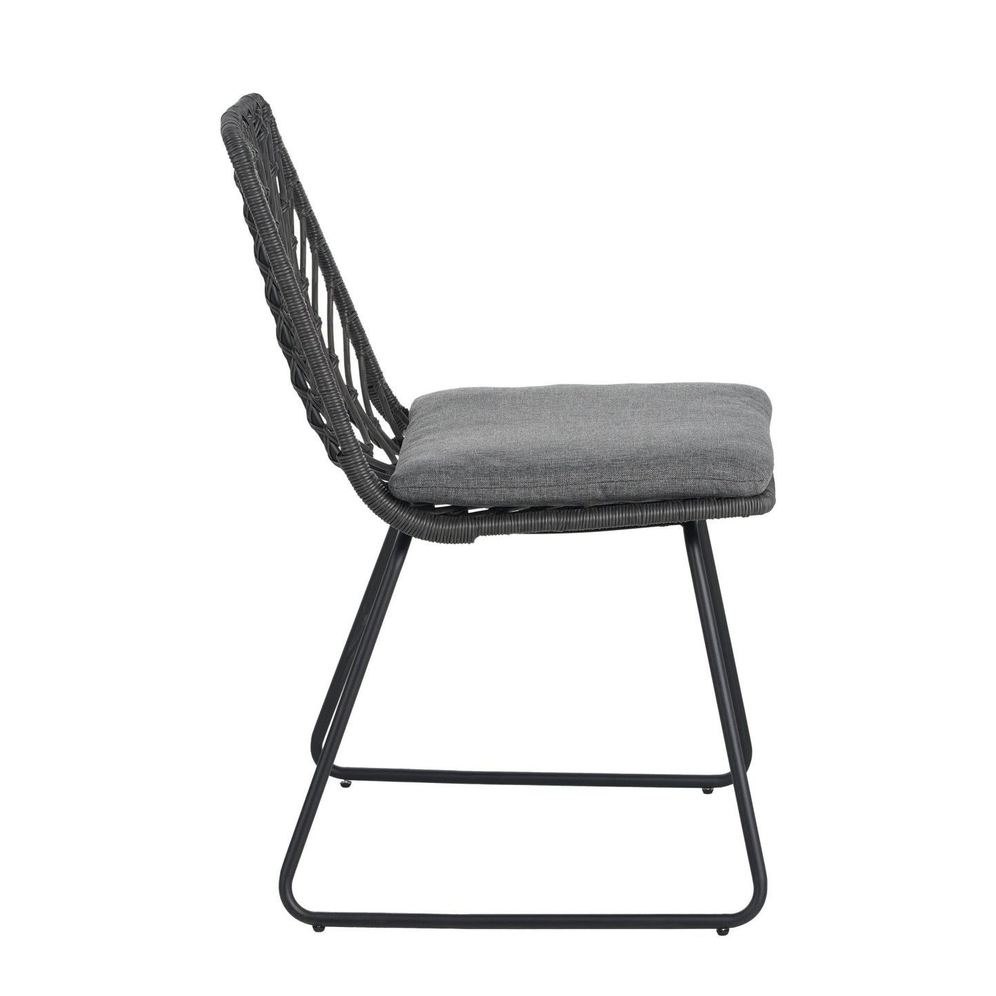 Set of 2 Gray PE Rattan Outdoor Dining Chairs with Cushions - 1st Choice Furniture Direct