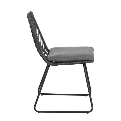 Set of 2 Gray PE Rattan Outdoor Dining Chairs with Cushions - 1st Choice Furniture Direct