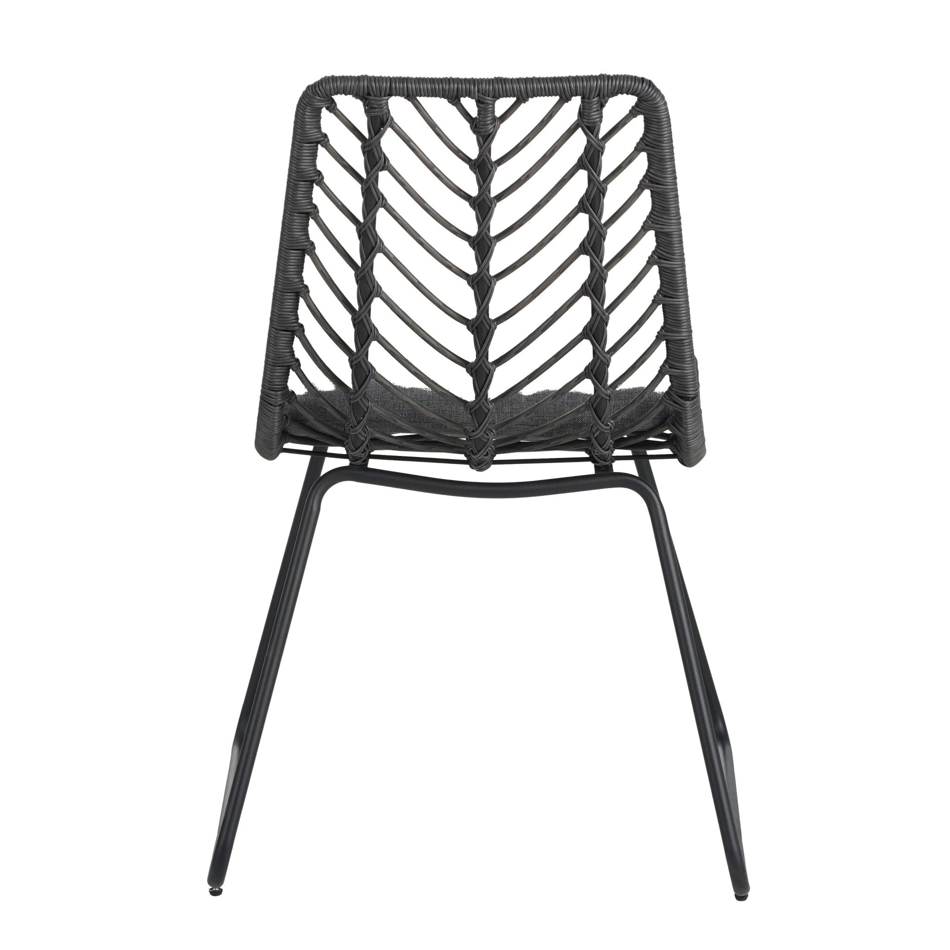 Set of 2 Gray PE Rattan Outdoor Dining Chairs with Cushions - 1st Choice Furniture Direct