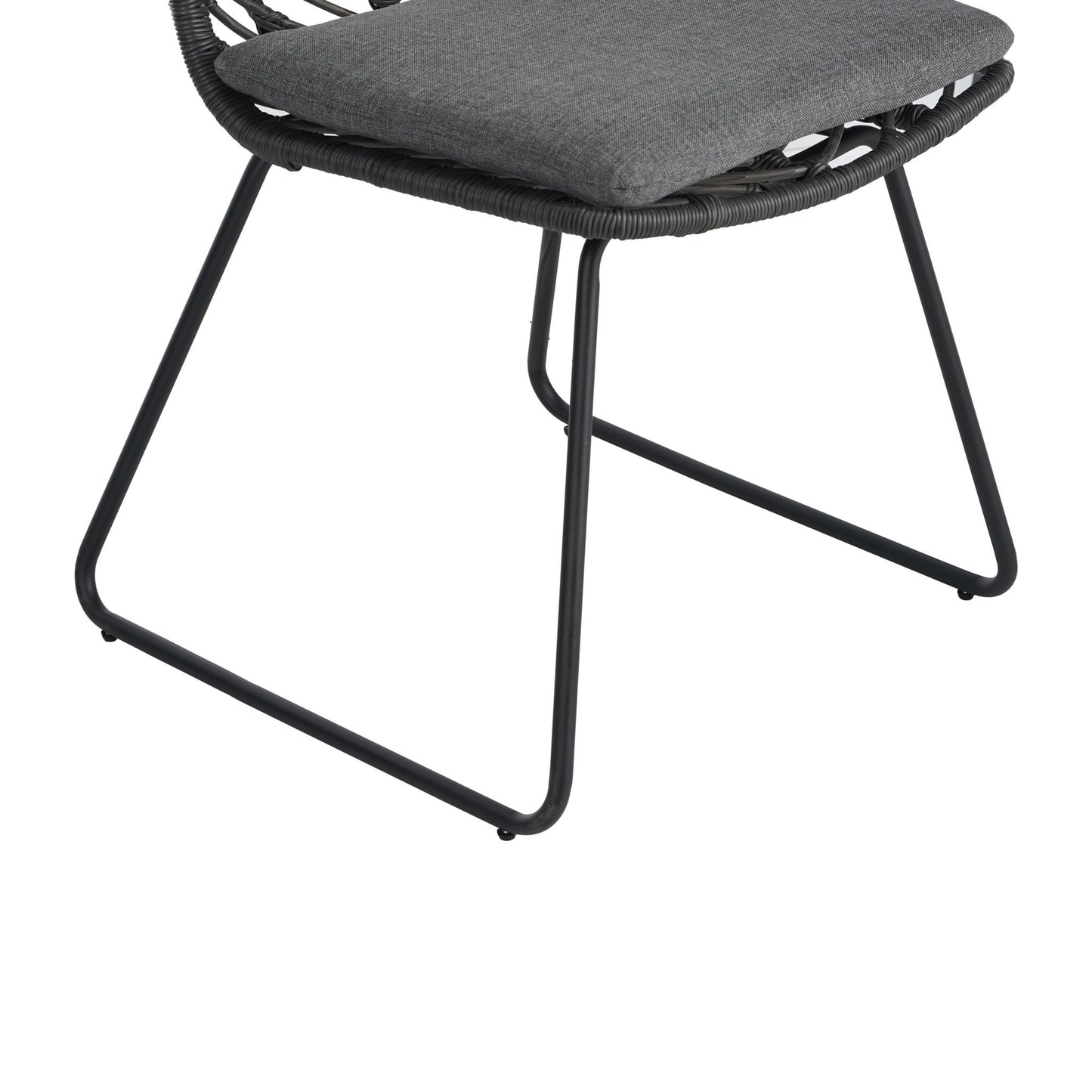 Set of 2 Gray PE Rattan Outdoor Dining Chairs with Cushions - 1st Choice Furniture Direct