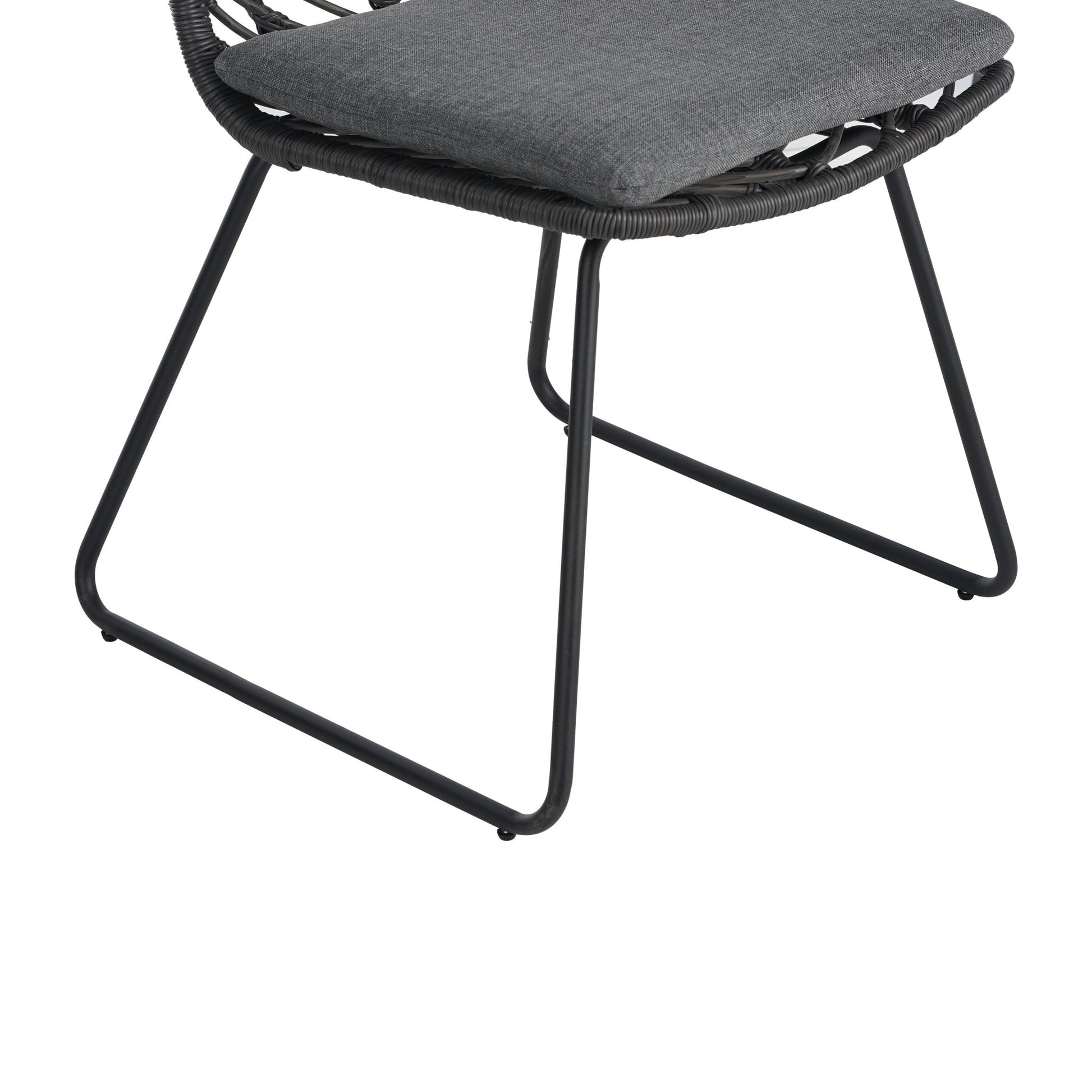 Set of 2 Gray PE Rattan Outdoor Dining Chairs with Cushions - 1st Choice Furniture Direct