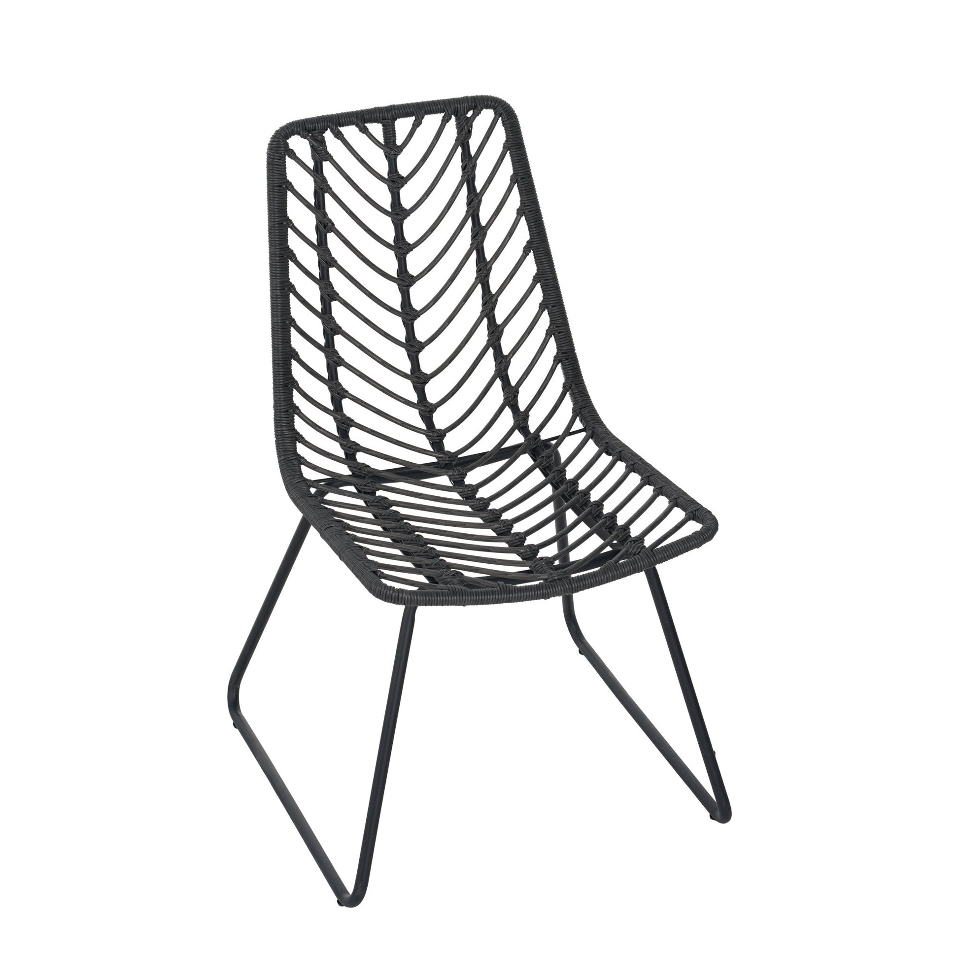 Set of 2 Gray PE Rattan Outdoor Dining Chairs with Cushions - 1st Choice Furniture Direct