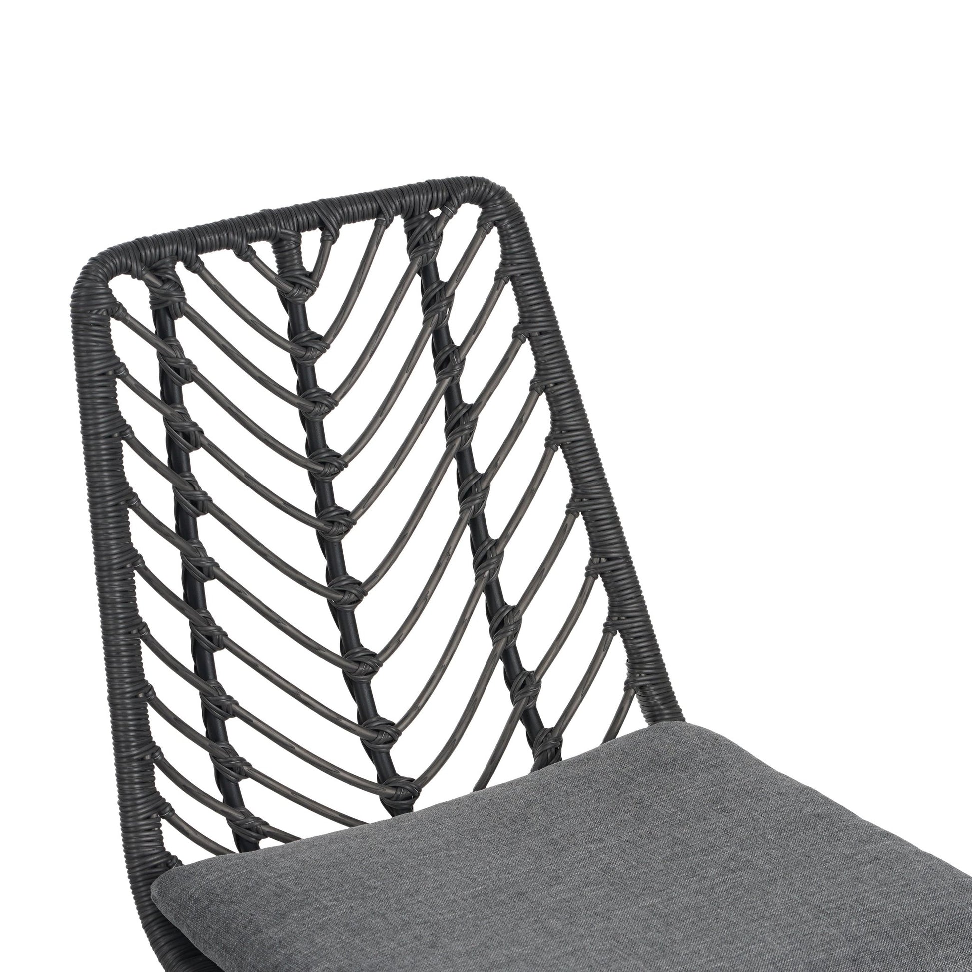 Set of 2 Gray PE Rattan Outdoor Dining Chairs with Cushions - 1st Choice Furniture Direct