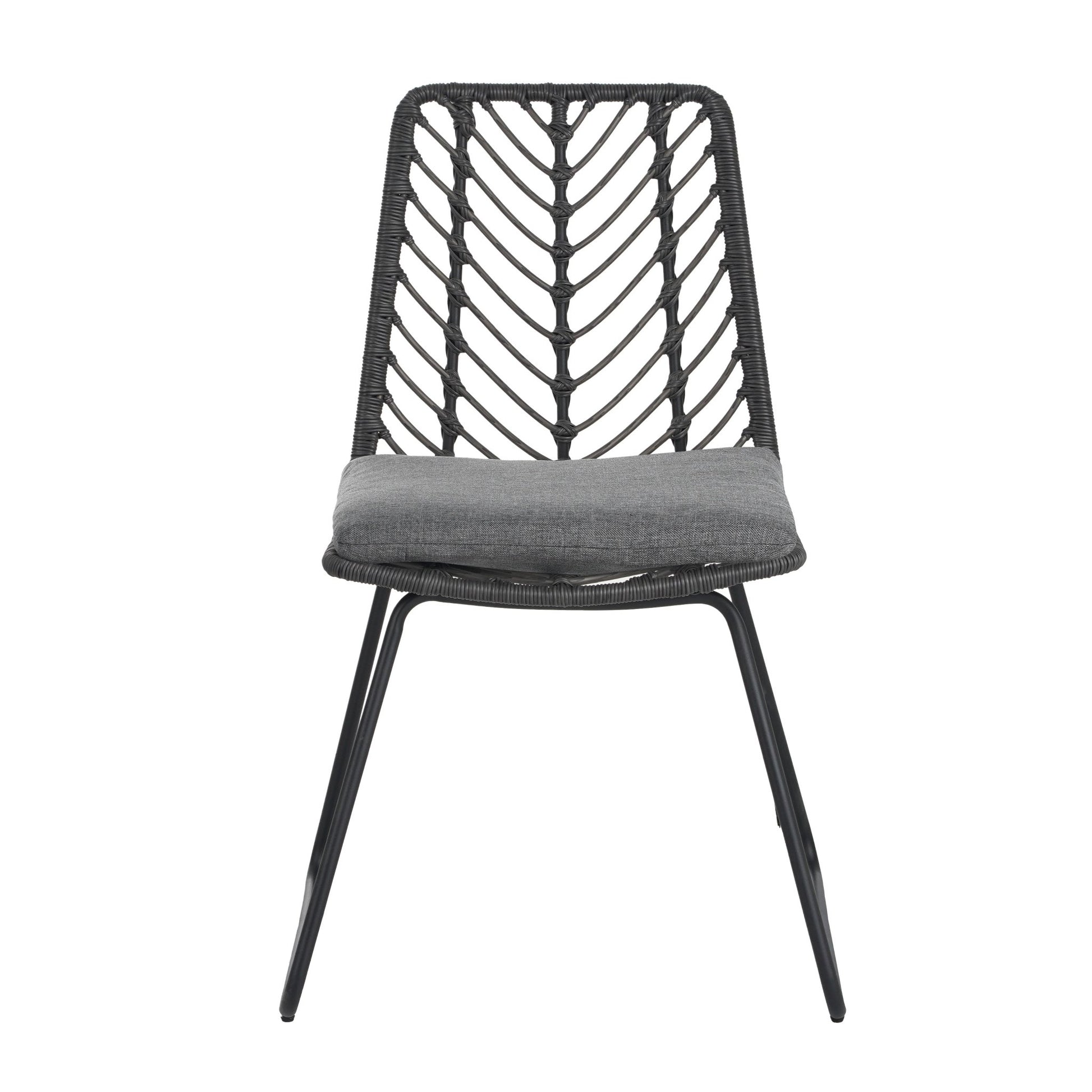 Set of 2 Gray PE Rattan Outdoor Dining Chairs with Cushions - 1st Choice Furniture Direct