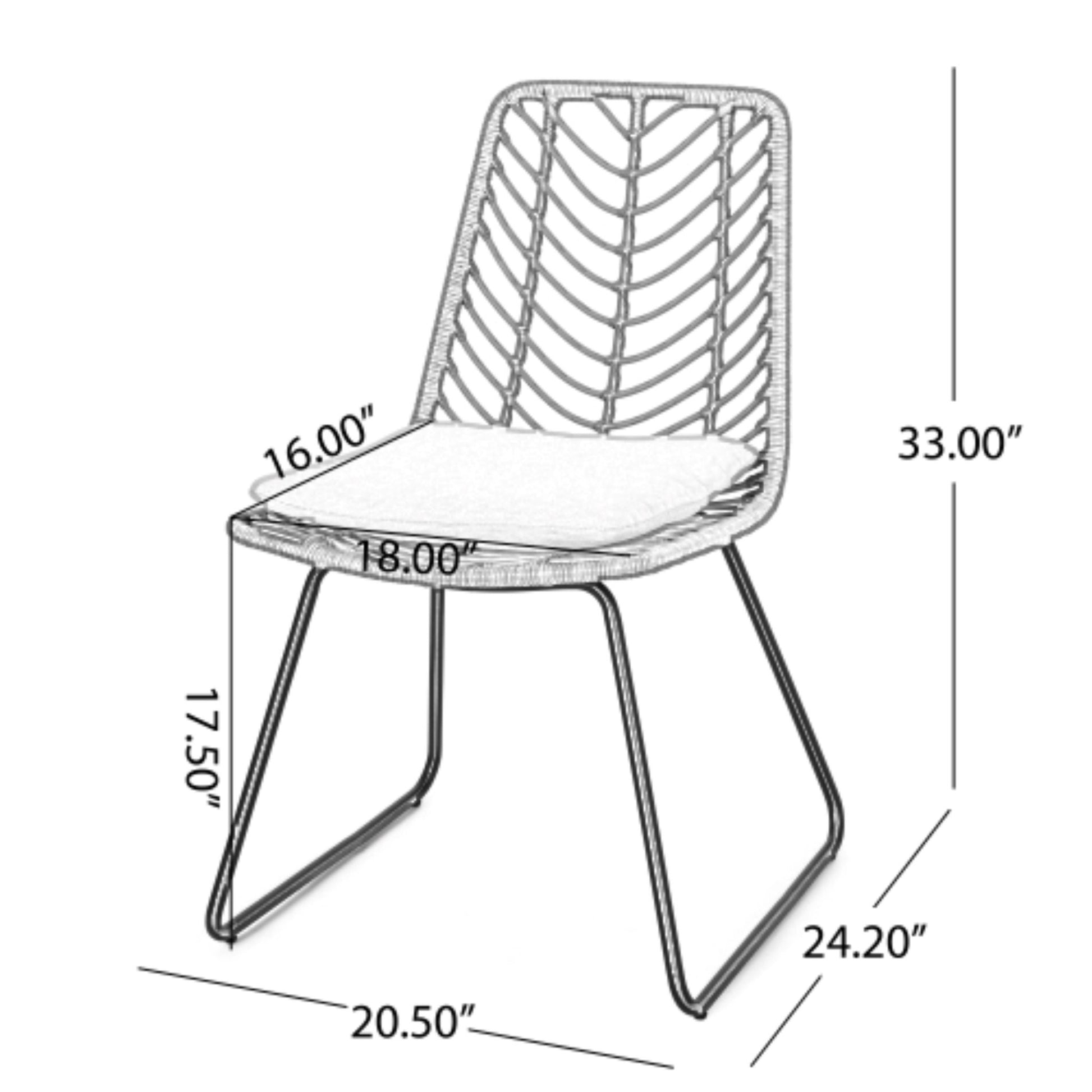 Set of 2 Gray PE Rattan Outdoor Dining Chairs with Cushions - 1st Choice Furniture Direct