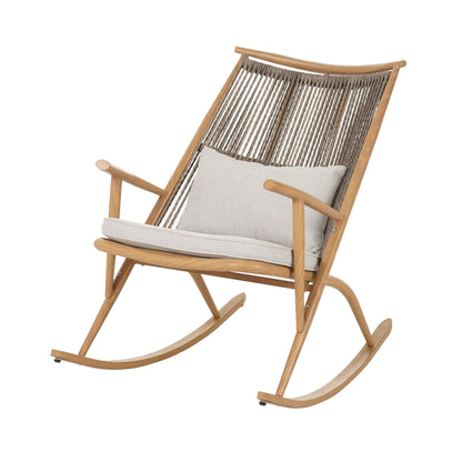 Set of 2 Iron Rocking Chairs with Maple Finish & Grey Ceramic Tile Side Table Set - 1st Choice Furniture Direct