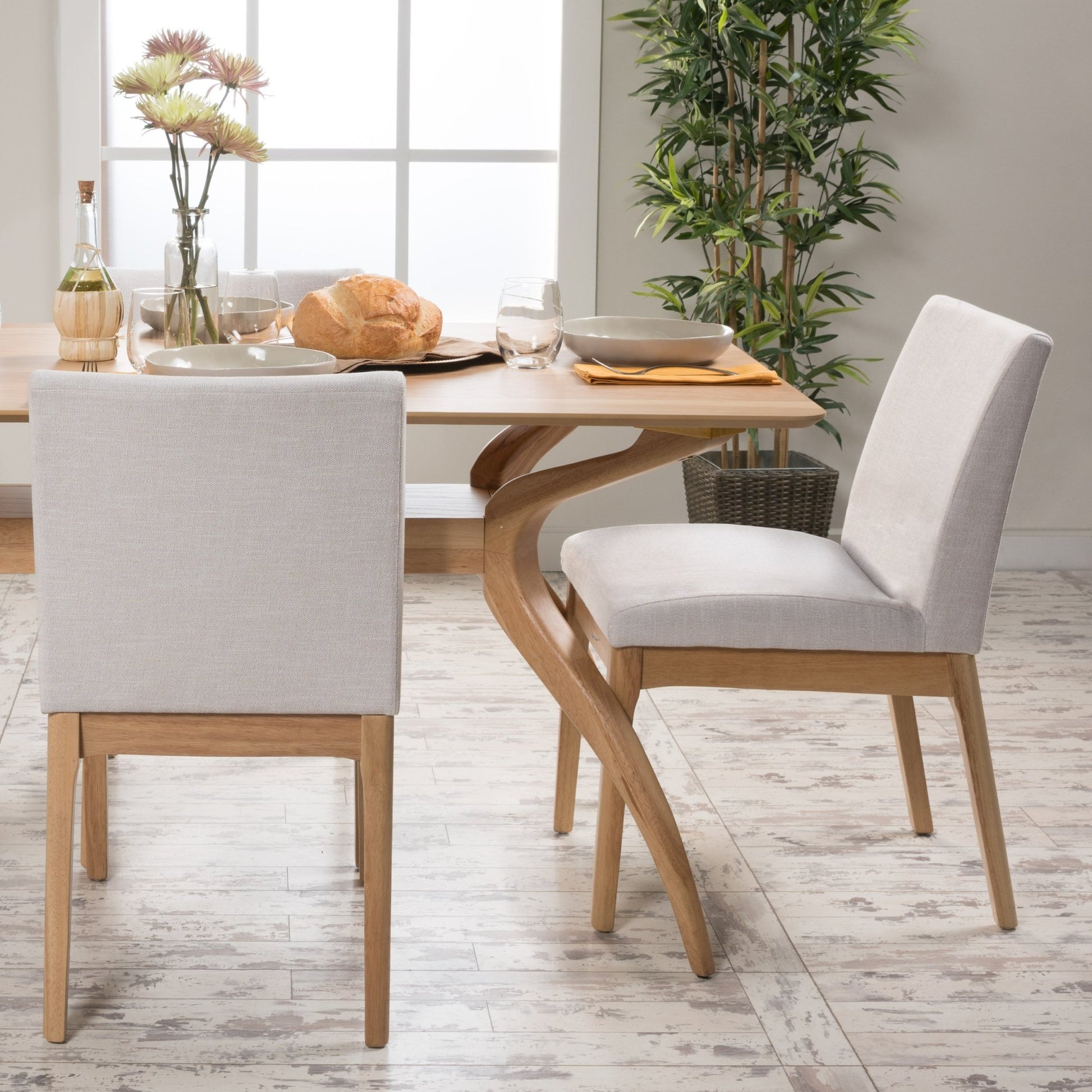 Set of 2 Light Beige Upholstered Dining Chairs - 1st Choice Furniture Direct