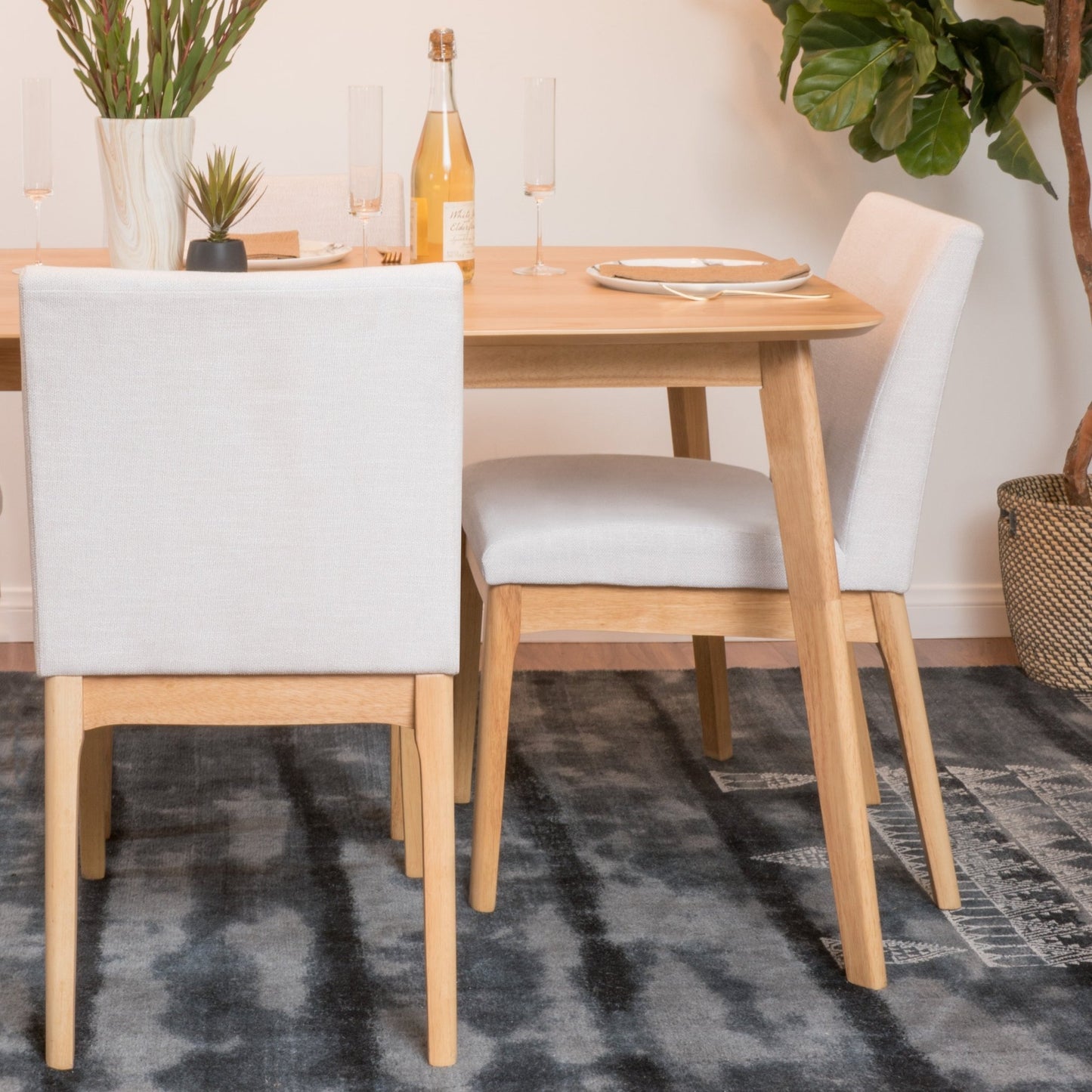 Set of 2 Light Beige Upholstered Dining Chairs - 1st Choice Furniture Direct