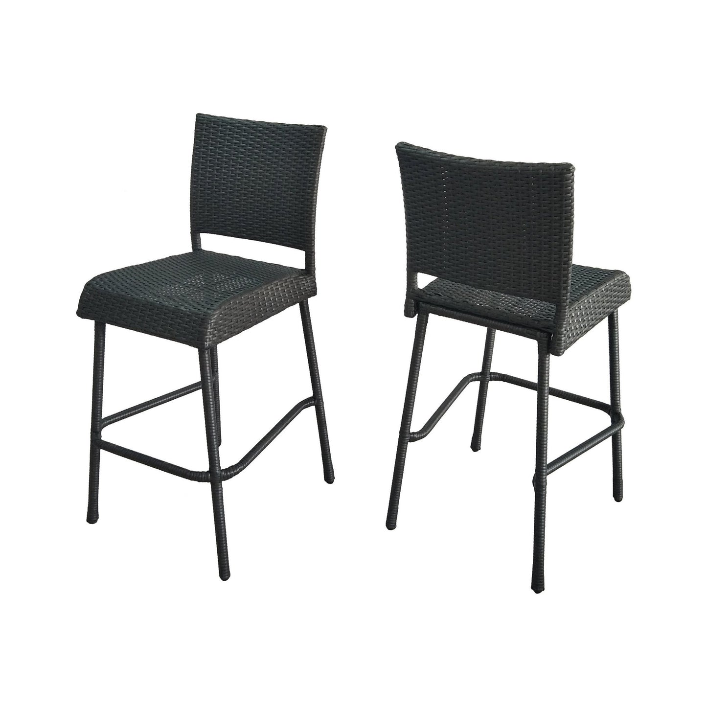Set of 2 Outdoor PE Rattan Barstools – Weather Resistant Patio Chairs - 1st Choice Furniture Direct