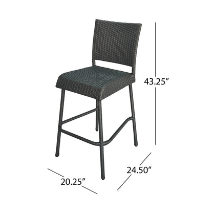 Set of 2 Outdoor PE Rattan Barstools – Weather Resistant Patio Chairs - 1st Choice Furniture Direct