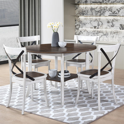 [Set of 2] Rustic Farmhouse Dining Chairs with Metal X - Back, Solid Wood Frame, Vintage Kitchen Side Chairs - 1st Choice Furniture Direct