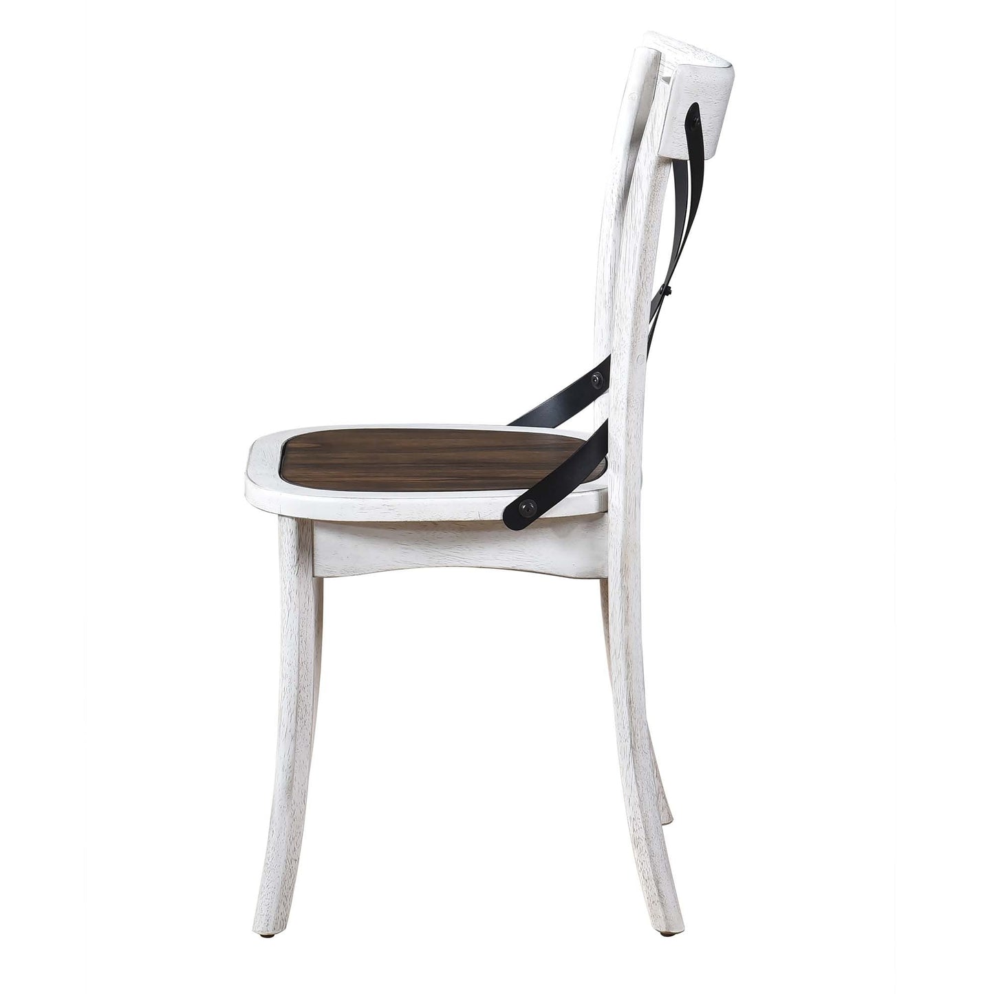 [Set of 2] Rustic Farmhouse Dining Chairs with Metal X - Back, Solid Wood Frame, Vintage Kitchen Side Chairs - 1st Choice Furniture Direct
