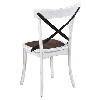 [Set of 2] Rustic Farmhouse Dining Chairs with Metal X - Back, Solid Wood Frame, Vintage Kitchen Side Chairs - 1st Choice Furniture Direct