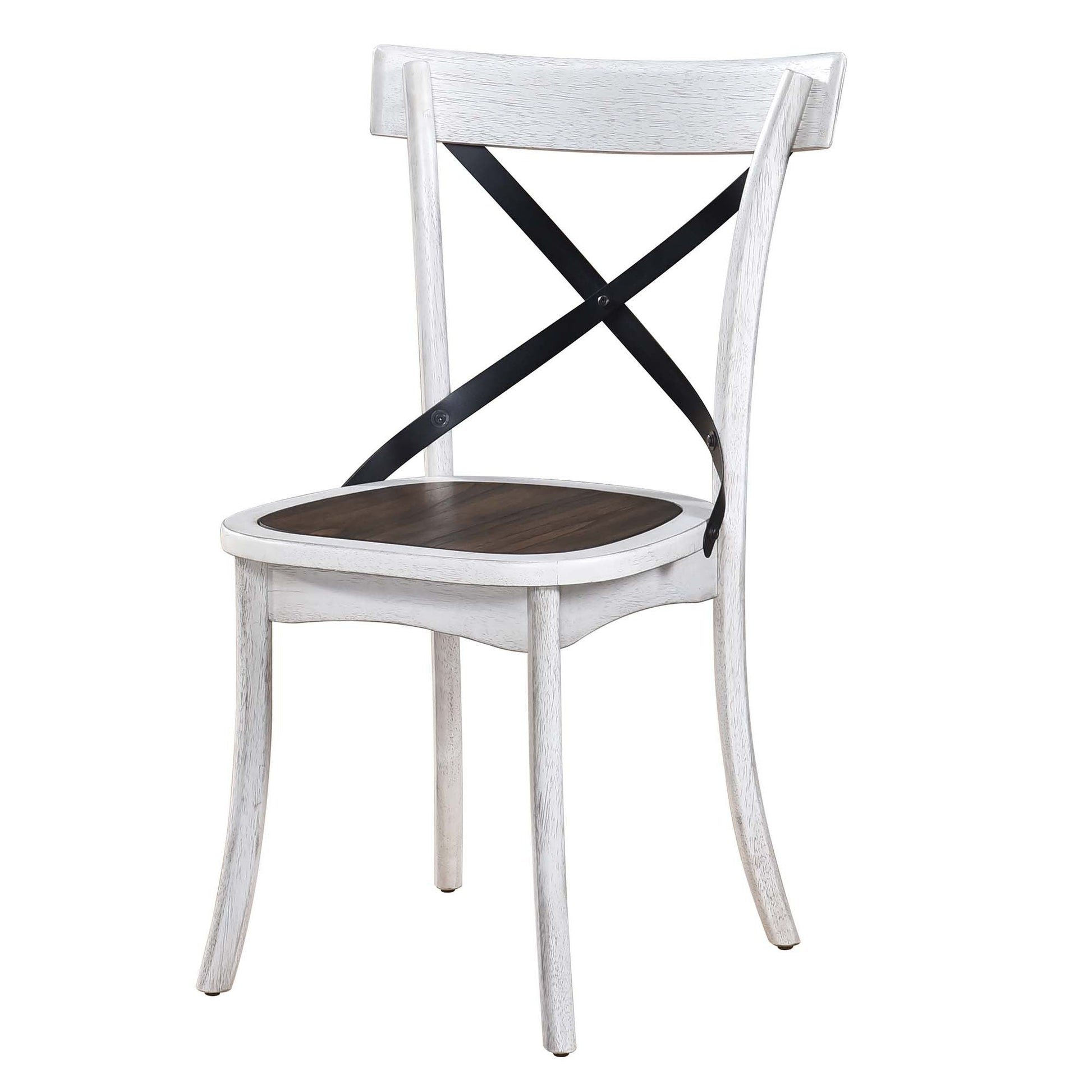[Set of 2] Rustic Farmhouse Dining Chairs with Metal X - Back, Solid Wood Frame, Vintage Kitchen Side Chairs - 1st Choice Furniture Direct