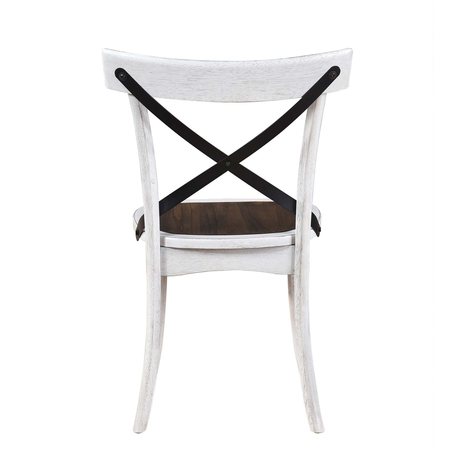 [Set of 2] Rustic Farmhouse Dining Chairs with Metal X - Back, Solid Wood Frame, Vintage Kitchen Side Chairs - 1st Choice Furniture Direct